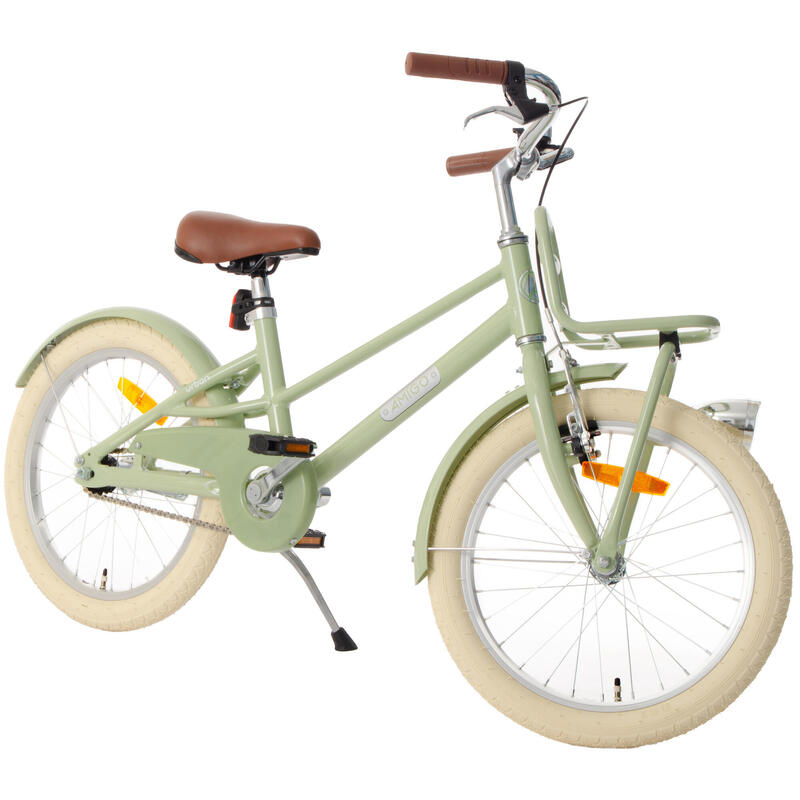 Velo Enfant Frein Main Retro AMIGO Bella Vélo Fille 14 Pouces - Freins Main + Rétropédalage | 4-5 Ans Vert Vélo équipé Roues Stabilisatrices Vert