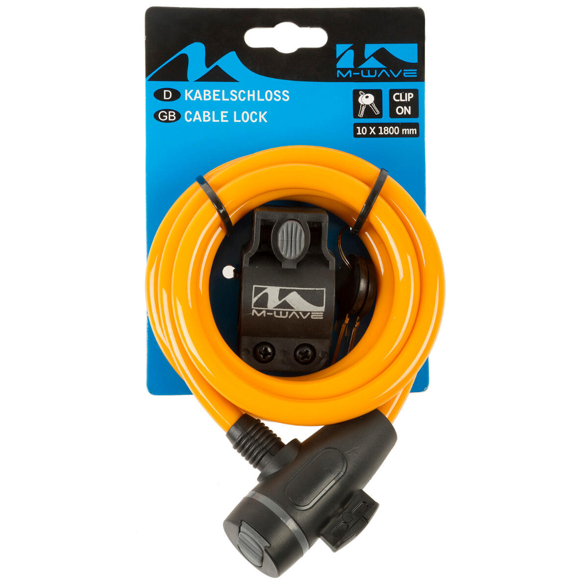 Messingschlager antivol à câble spiralé support CLIP-ON L 180 cm Ø 10 mm orange 2/3