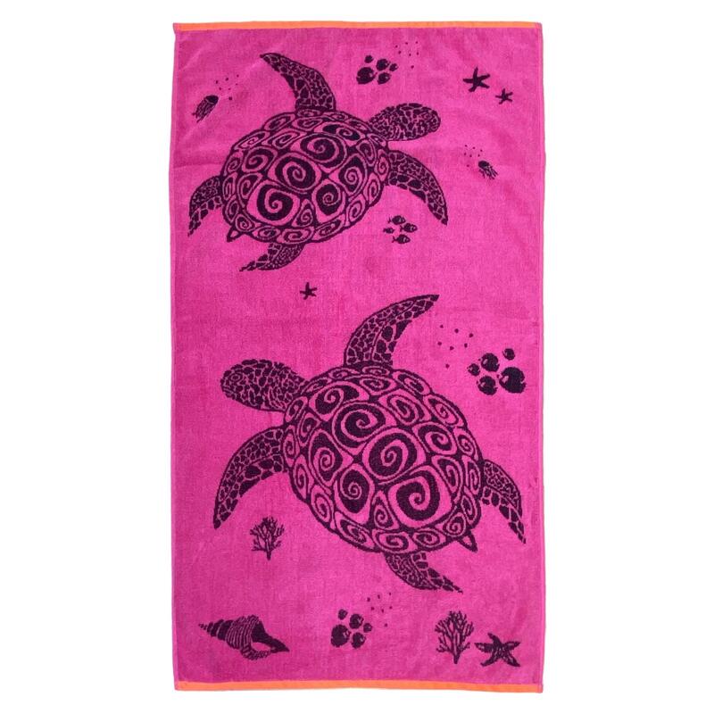 Serviette de plage éponge velours Jacquard Asha 70x140 400g/m² fuschia