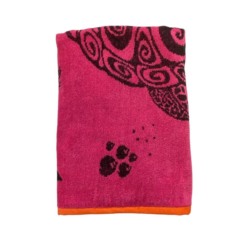 Serviette de plage éponge velours Jacquard Asha 70x140 400g/m² fuschia