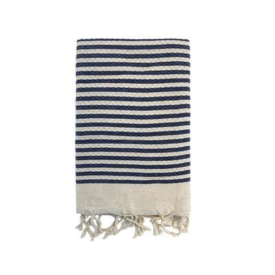Traditionele wafelstructuur hammamhanddoek blauw 200x200 - yadara marineblauw xl