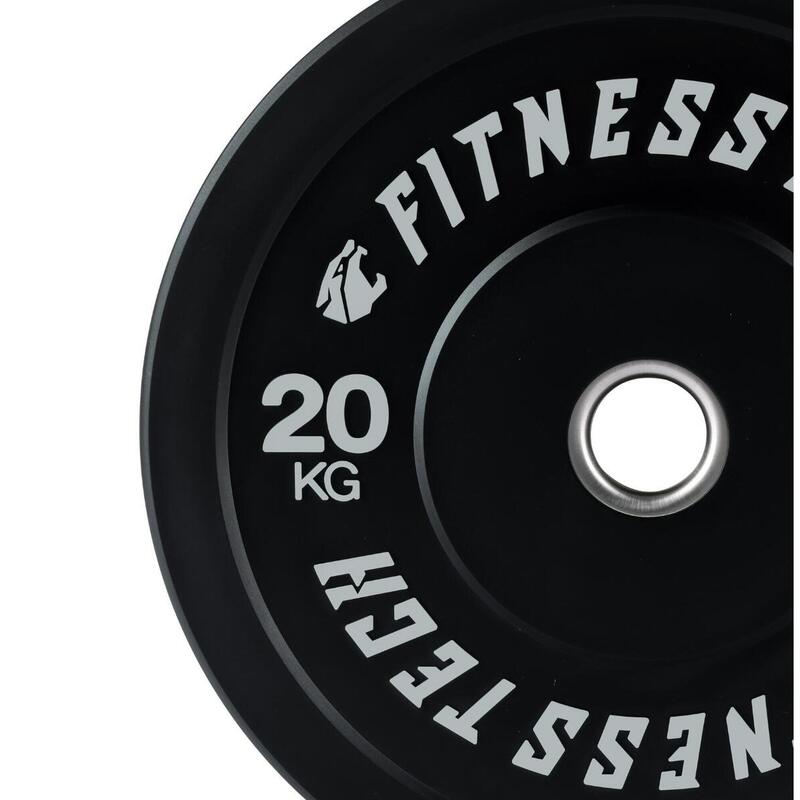 Disco Bumper Plate Musculación Fitness Tech 20kg Negro Unidad