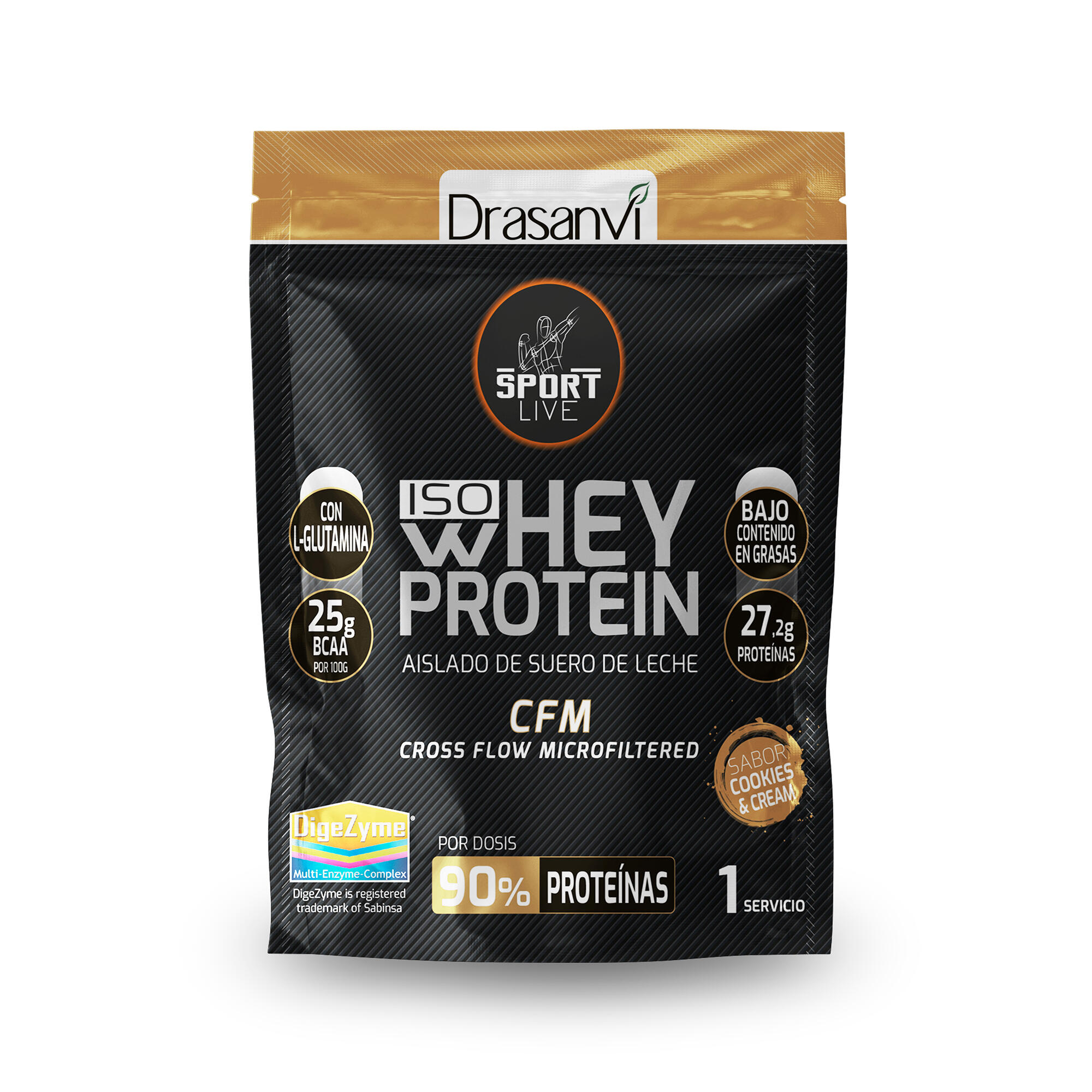 Whey Protein Isolate Monodosis Pack 12 uds Sport Live - Cookies and Cream - 30Gr 2/7