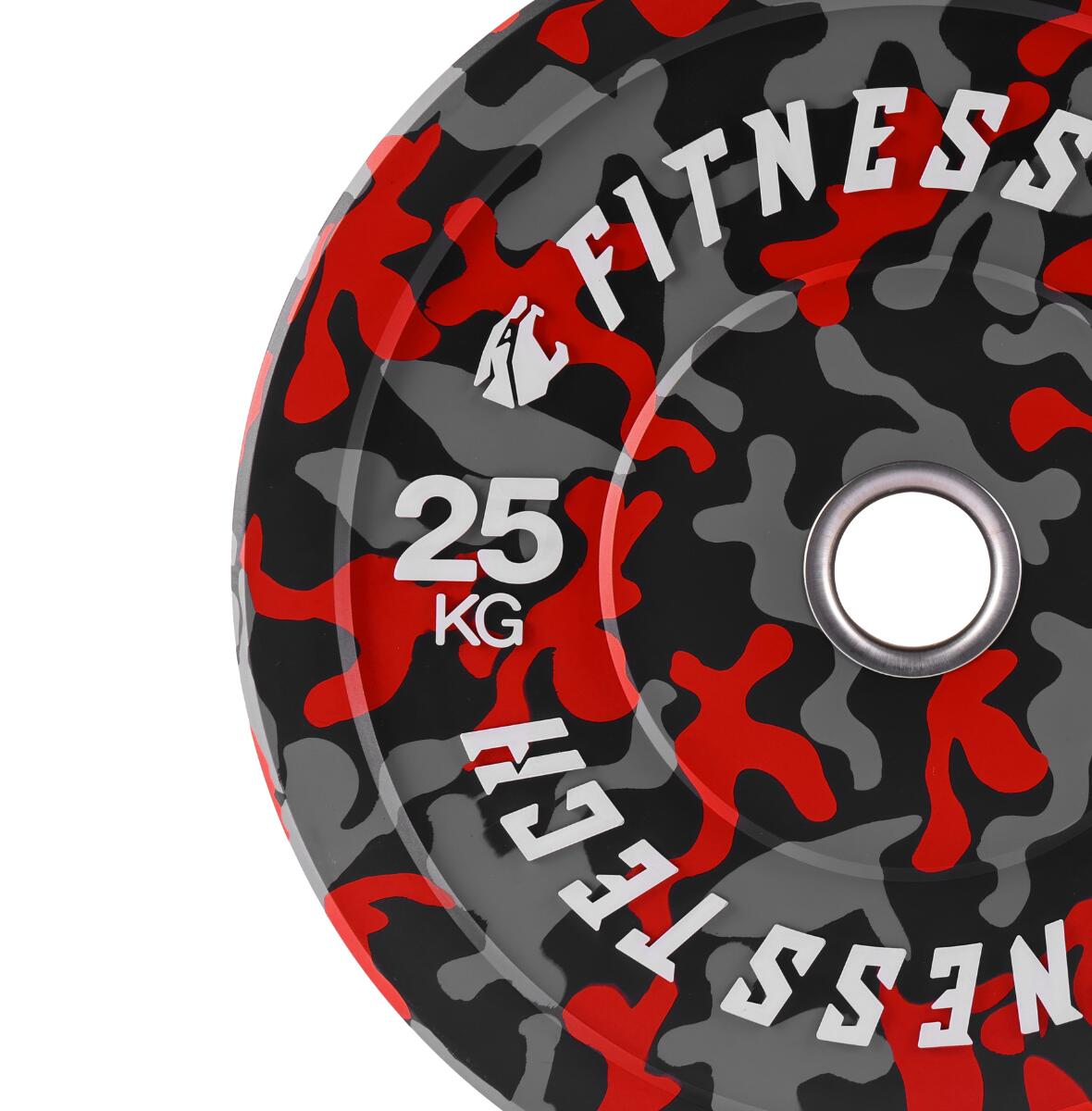 Bumperplaat 25 kg Camo Rood Fitness Tech – Per Stuk 2/6
