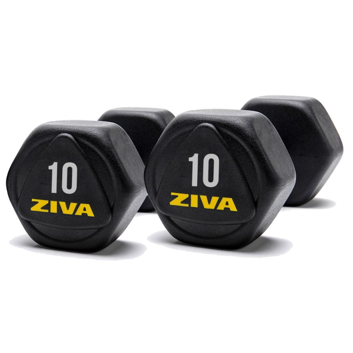Mancuernas hexagonales de acero ZIVA performance 10kg 2/3