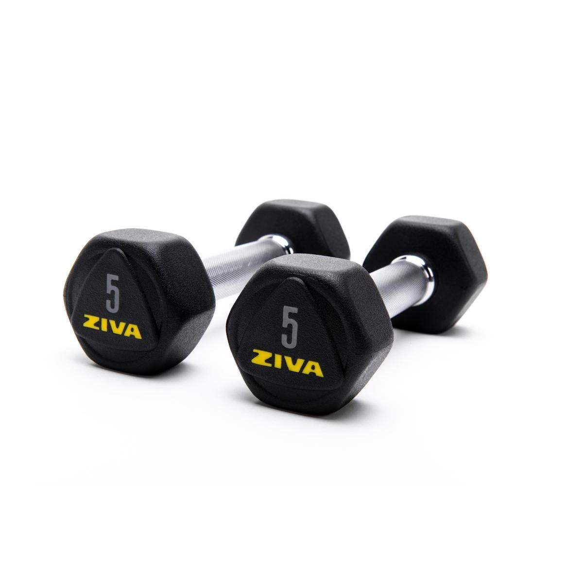 Mancuernas hexagonales de acero ZIVA performance 5kg 2/3