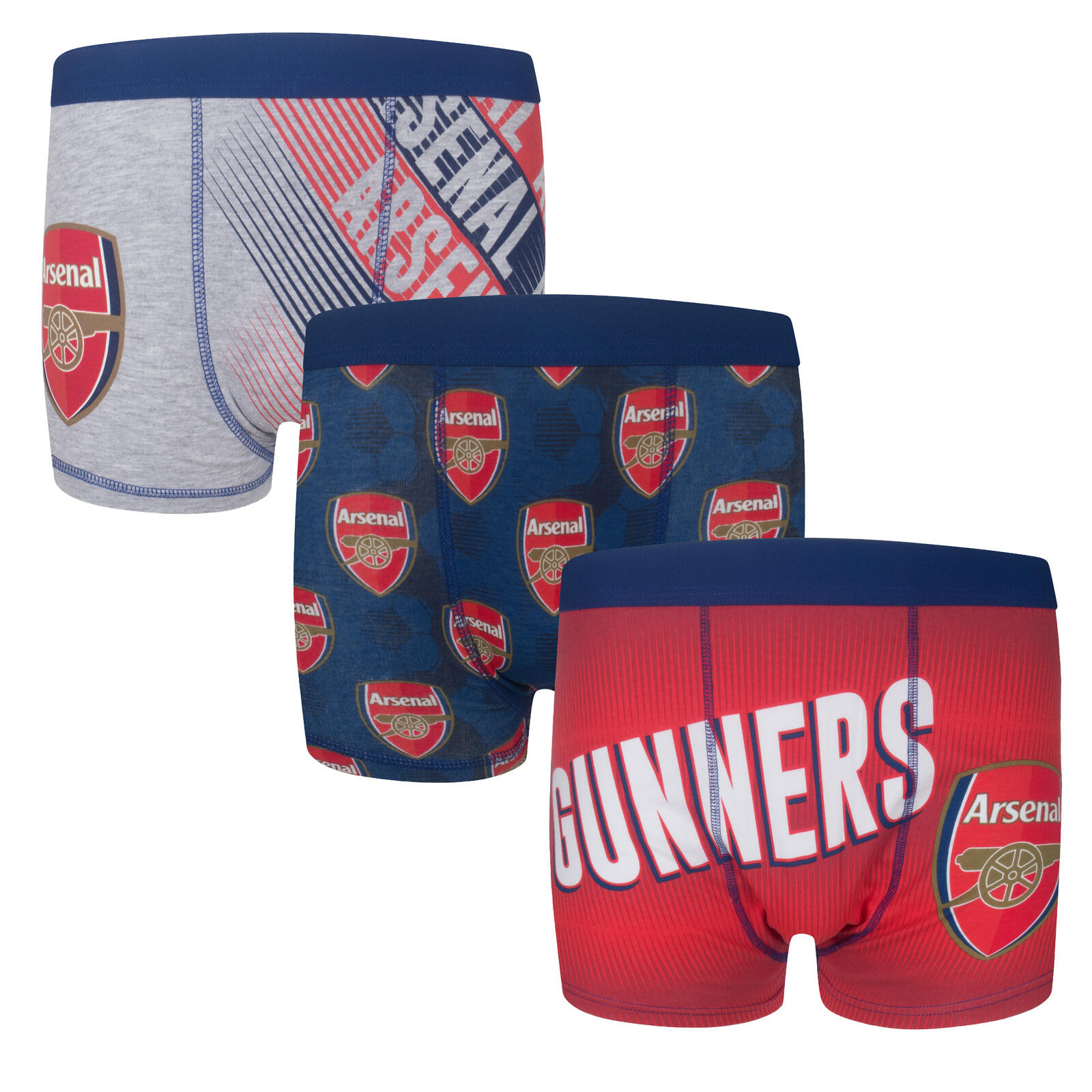 ARSENAL Arsenal FC Boys Boxer Shorts 3 Pack Crest Kids OFFICIAL Football Gift