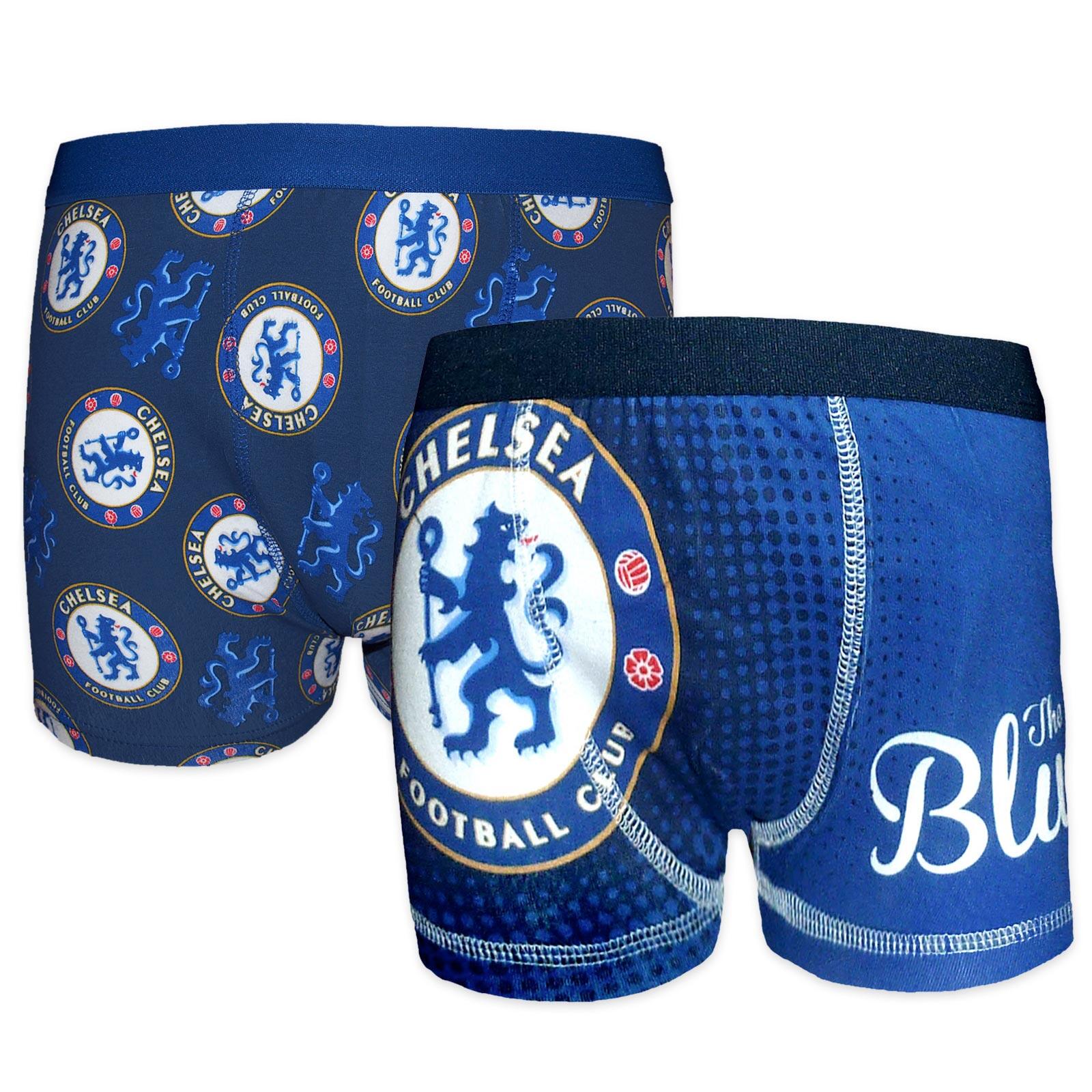 CHELSEA Chelsea FC Boys Boxer Shorts 2 Pack OFFICIAL Football Gift