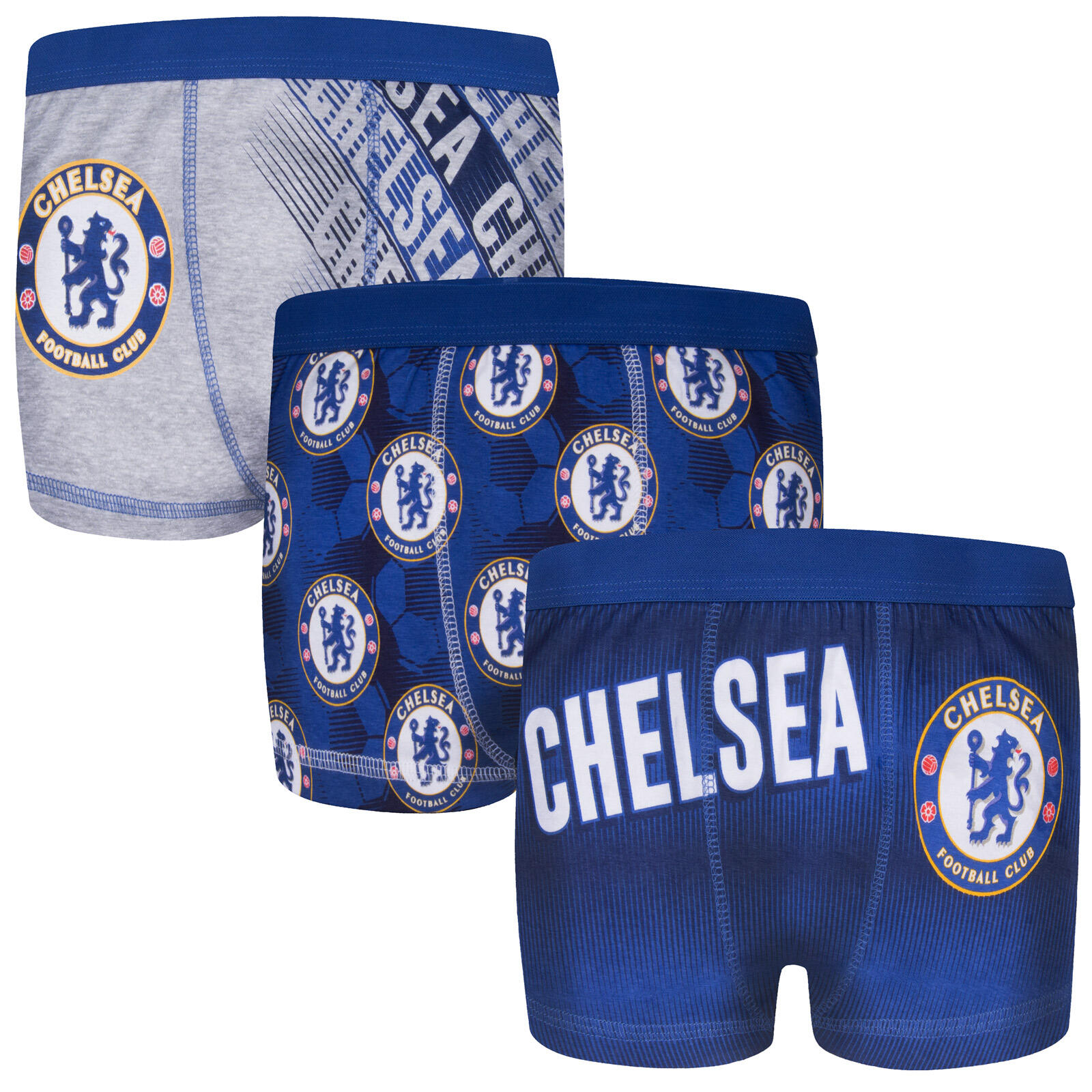 CHELSEA Chelsea FC Boys Boxer Shorts 3 Pack Crest Kids OFFICIAL Football Gift