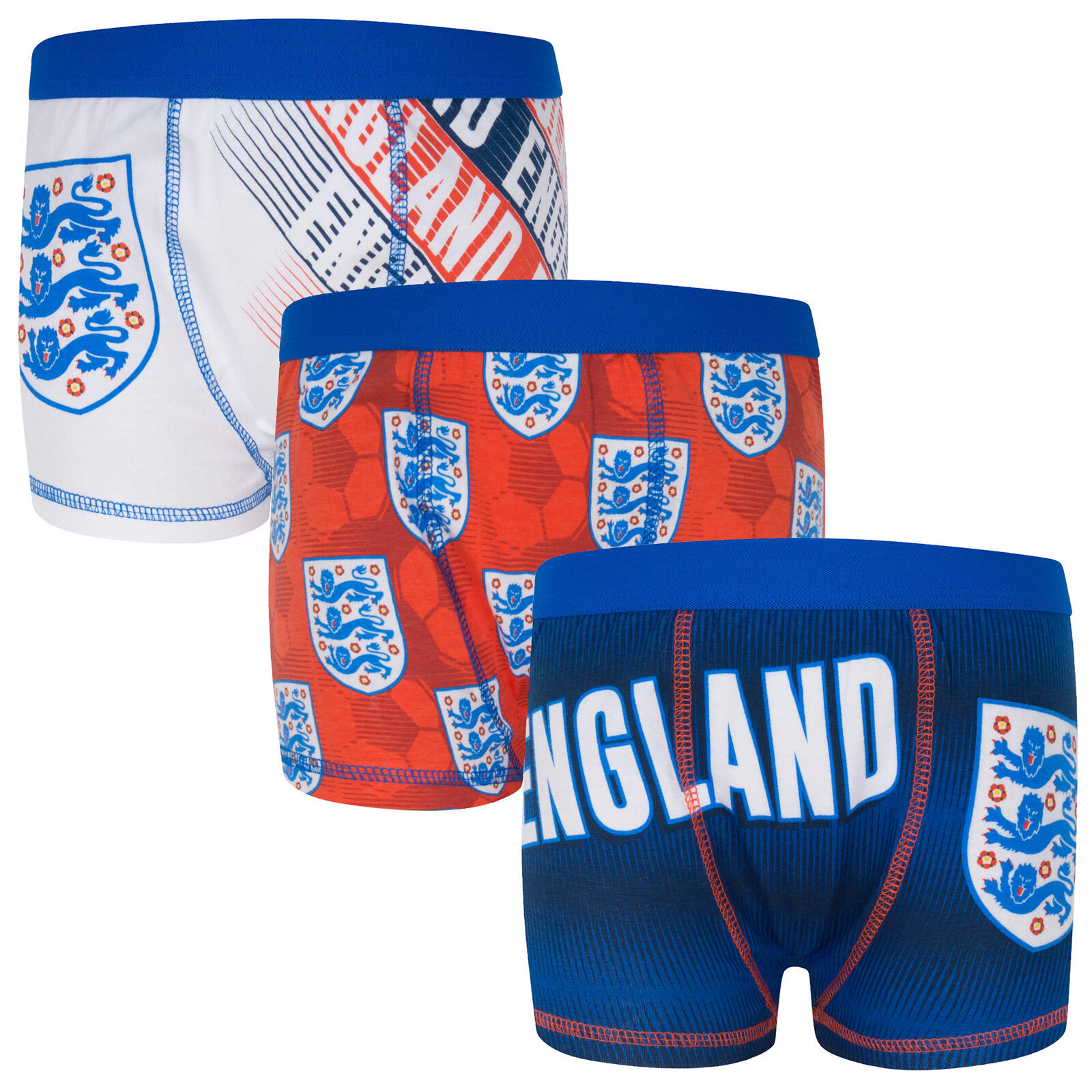 ENGLAND FOOTBALL ASSOCIATION England Boys Boxer Shorts 3 Pack Crest Kids OFFICIAL Football Gift