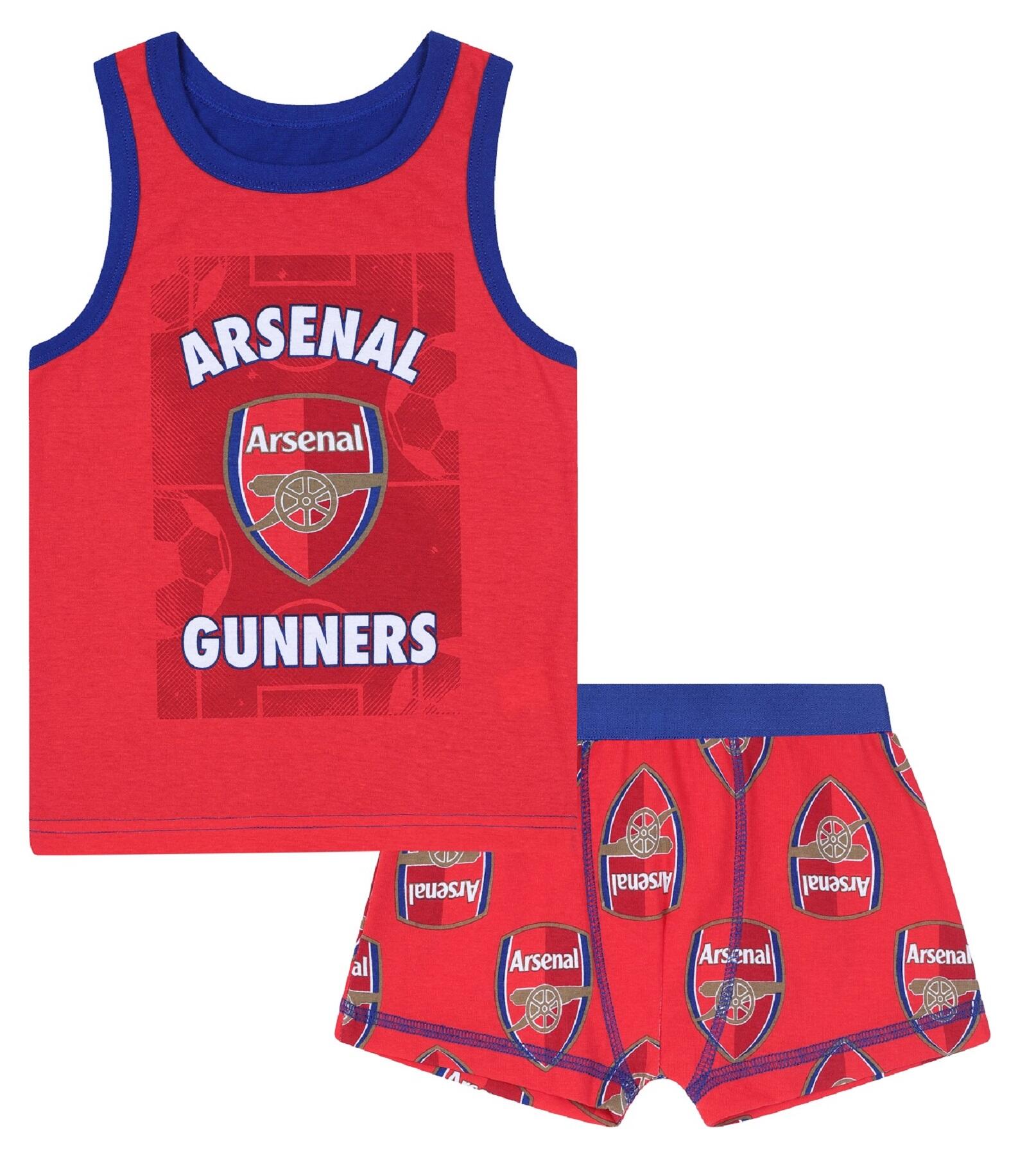 ARSENAL Arsenal FC Boys Vest & Boxer Shorts Set Kids OFFICIAL Football Gift