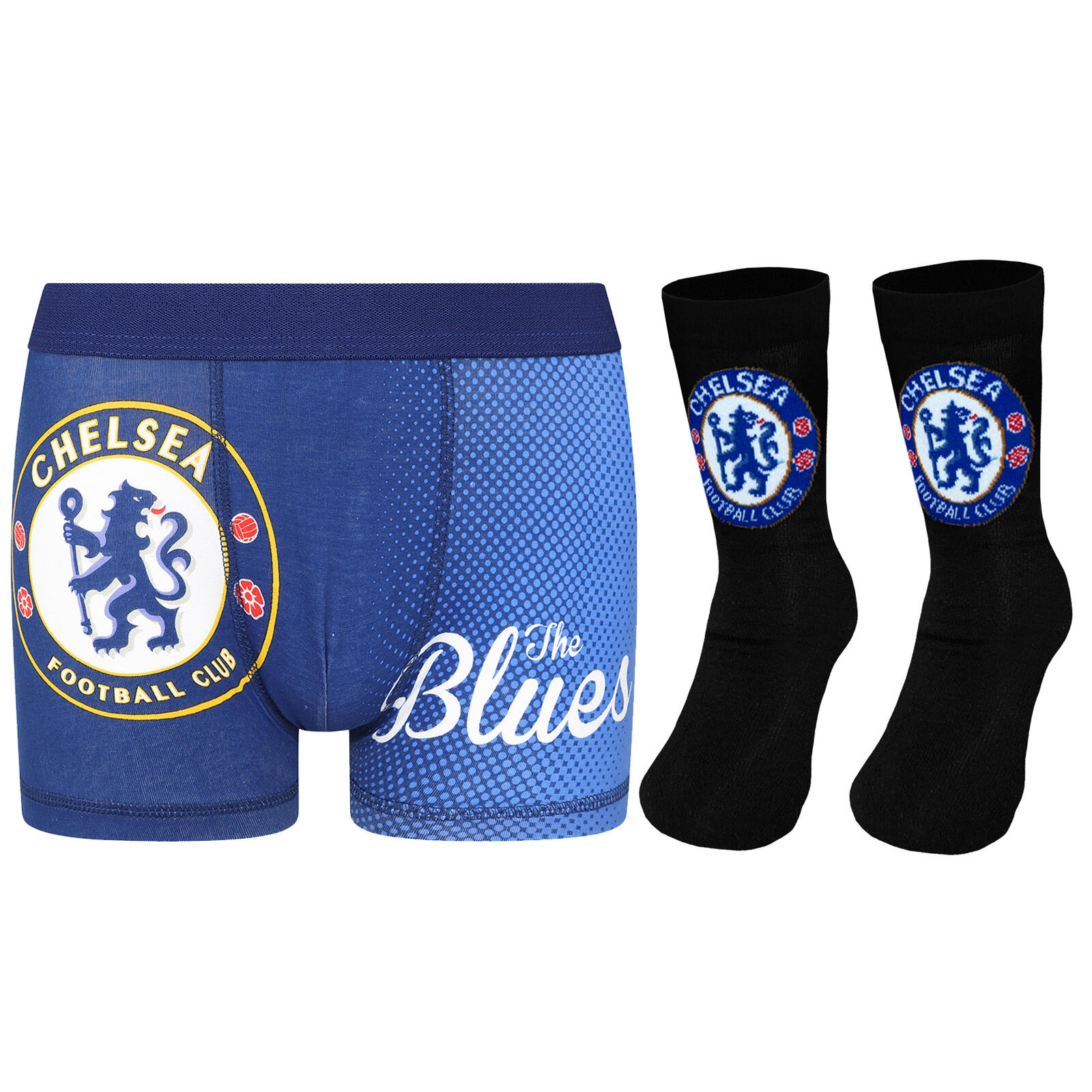 CHELSEA Chelsea FC Boys Socks & Boxer Shorts Set OFFICIAL Football Gift