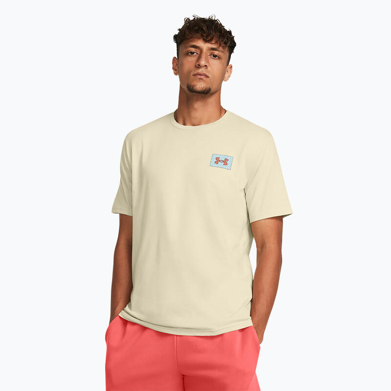 Under Armour Heren T-shirt Ua Logo Gekleurde Achtergrond Beige