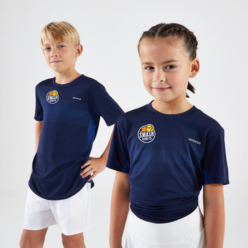Tennisshirt voor kinderen light marineblauw Tc Smash Kermt