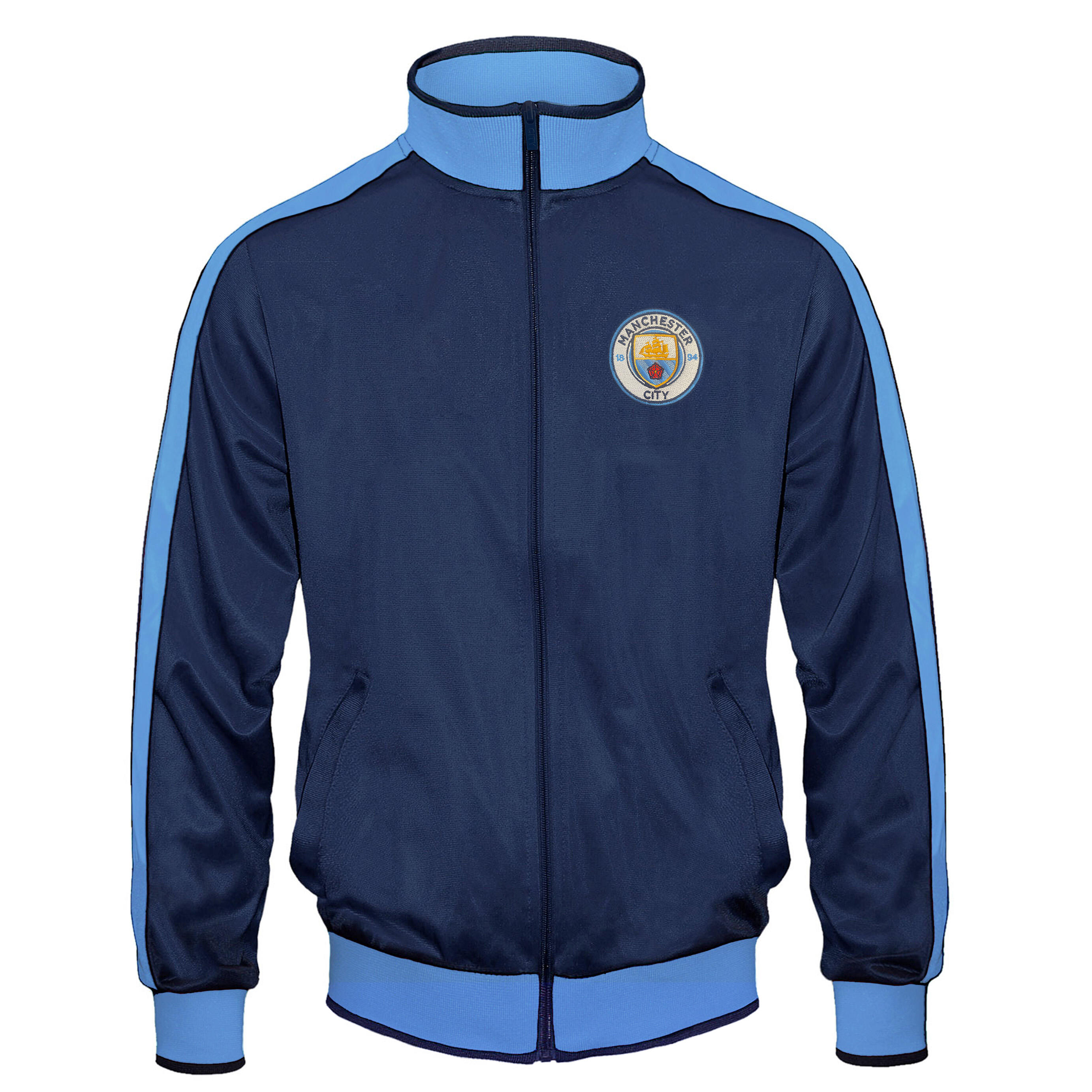 MANCHESTER CITY Manchester City Boys Jacket Track Top Retro Kids OFFICIAL Football Gift