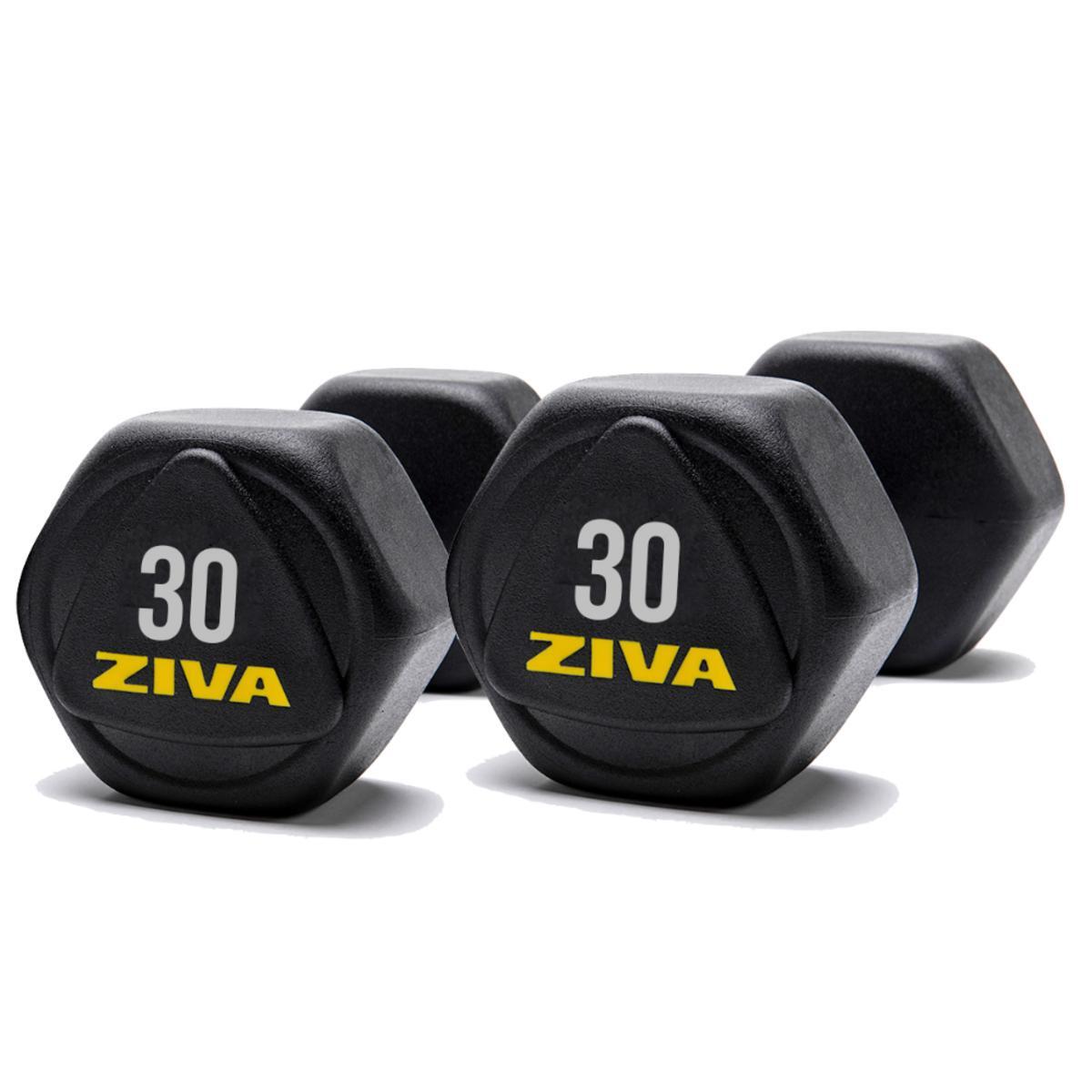 Mancuernas hexagonales de acero ZIVA performance 30kg 2/3