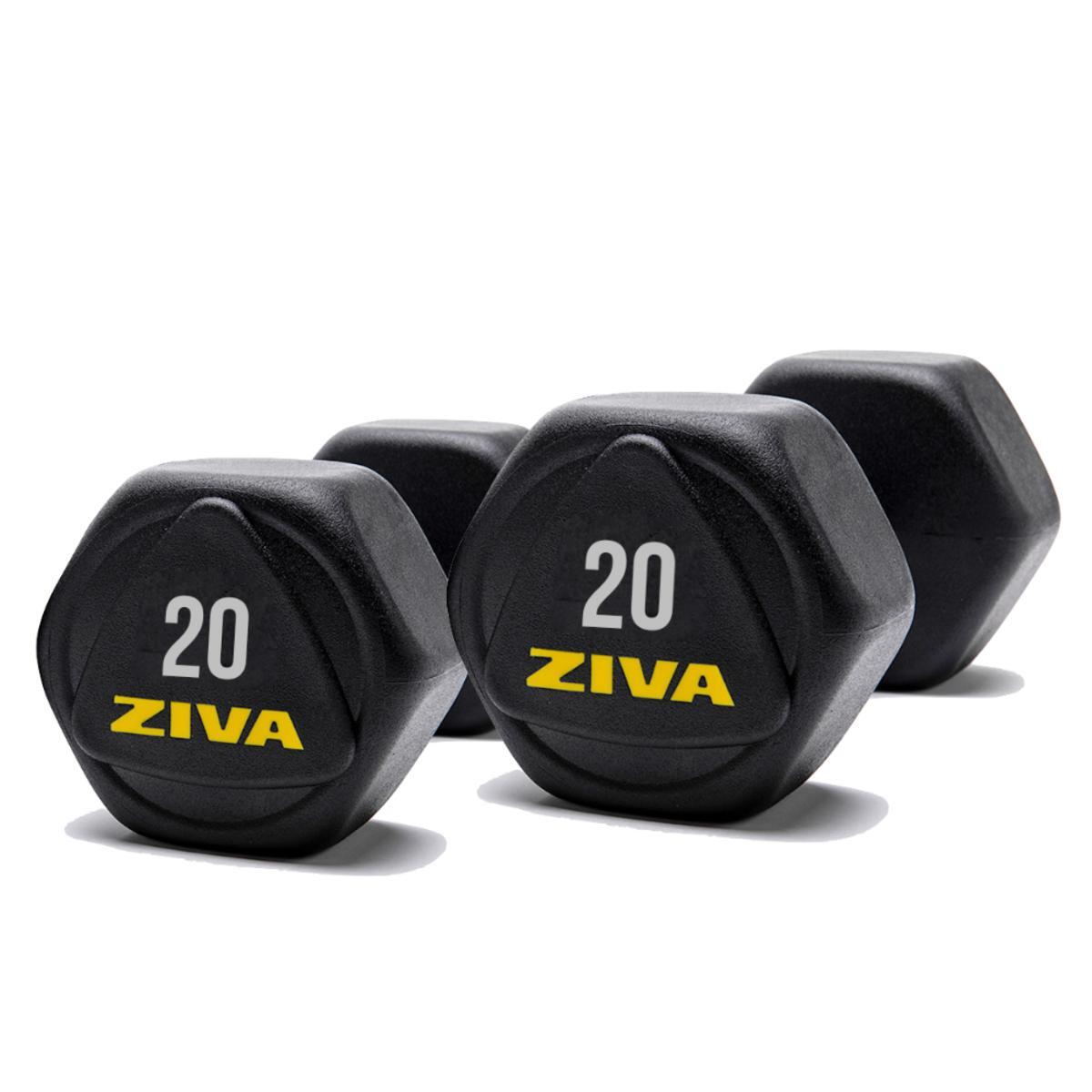 Mancuernas hexagonales de acero ZIVA performance 20kg 2/3