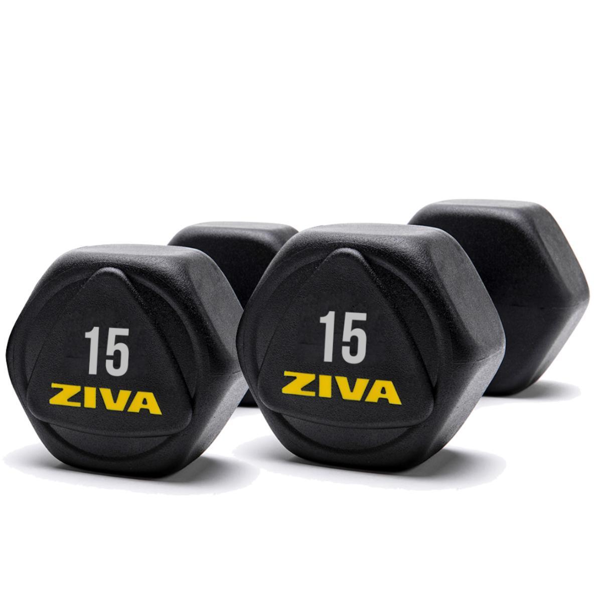 Mancuernas hexagonales de acero ZIVA performance 15kg 2/3