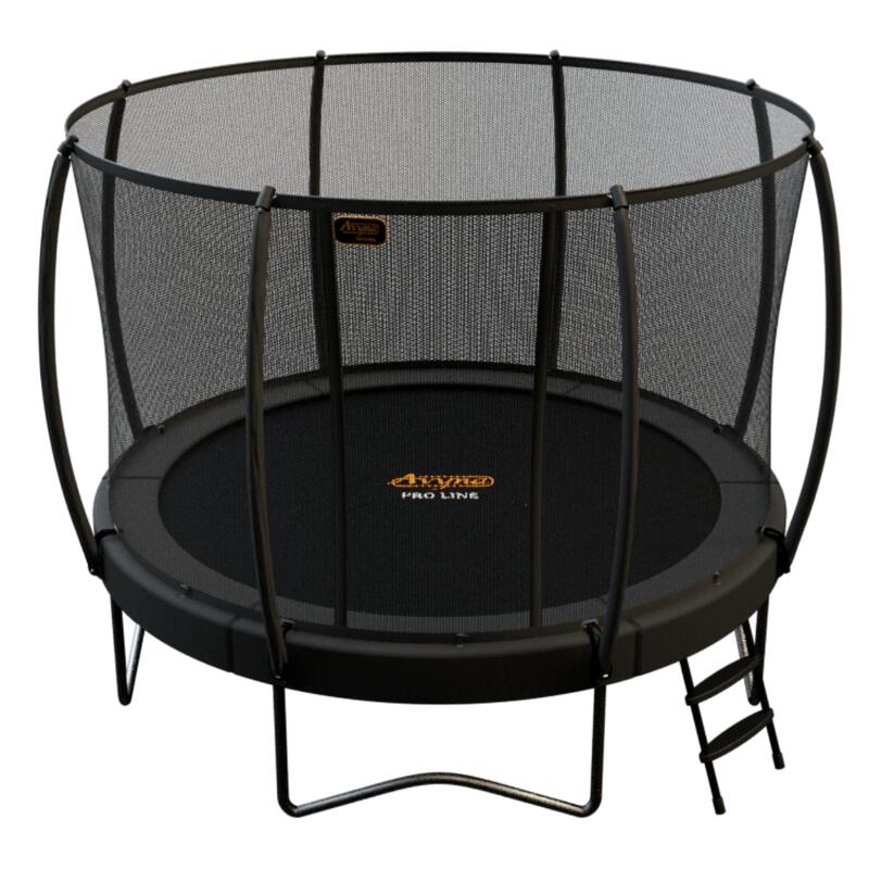 Trampolino rotondo Avyna Pro-Line (Ø365 cm) con rete e copertura, grigio