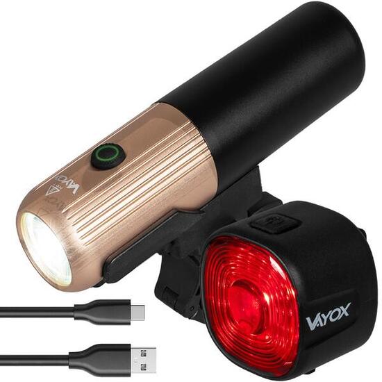 Set di luci per bici VAYOX VA0072 + VA0156 anteriore e posteriore USB-C