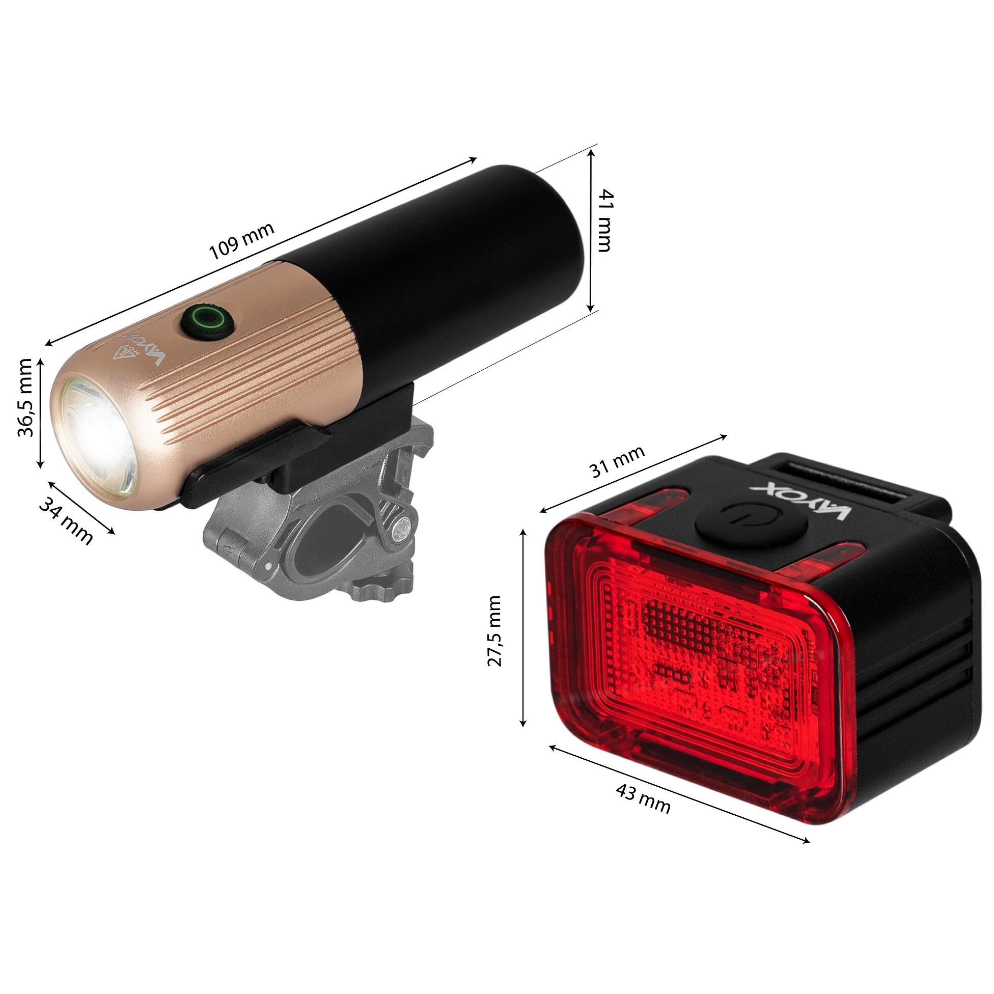 Set di luci per bici VAYOX VA0072 + VA0152 anteriore e posteriore USB-C 5/7