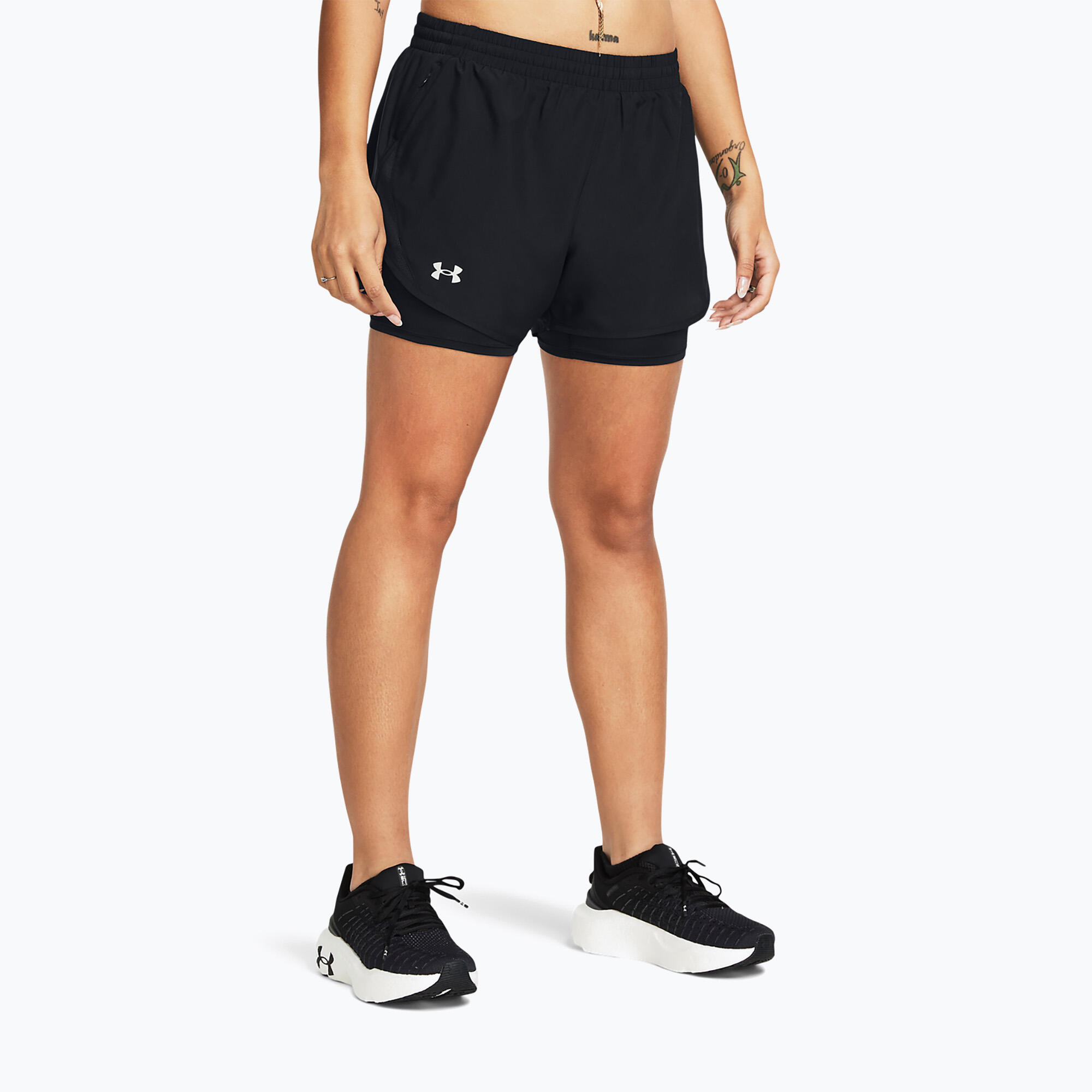 Pantaloncini 2 in 1 da donna Under Armour Fly By Black 5/6