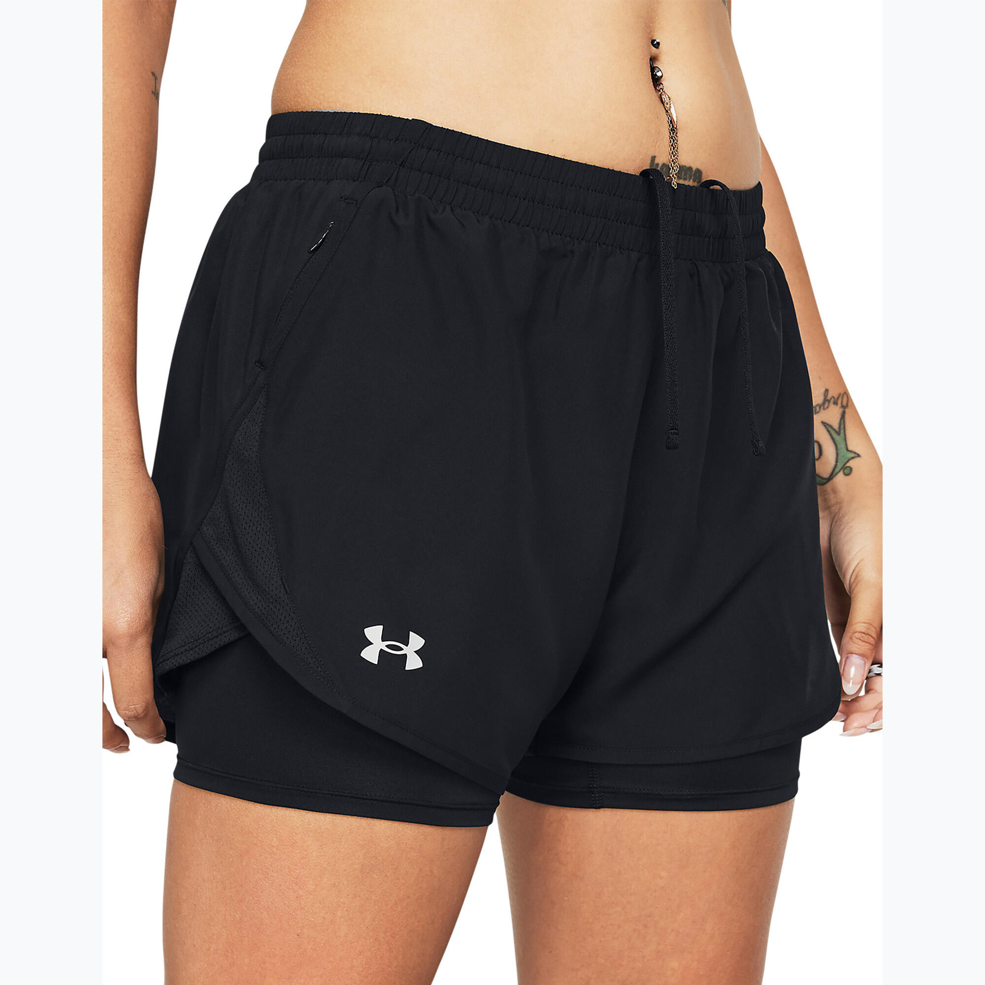 Pantaloncini 2 in 1 da donna Under Armour Fly By Black 4/6