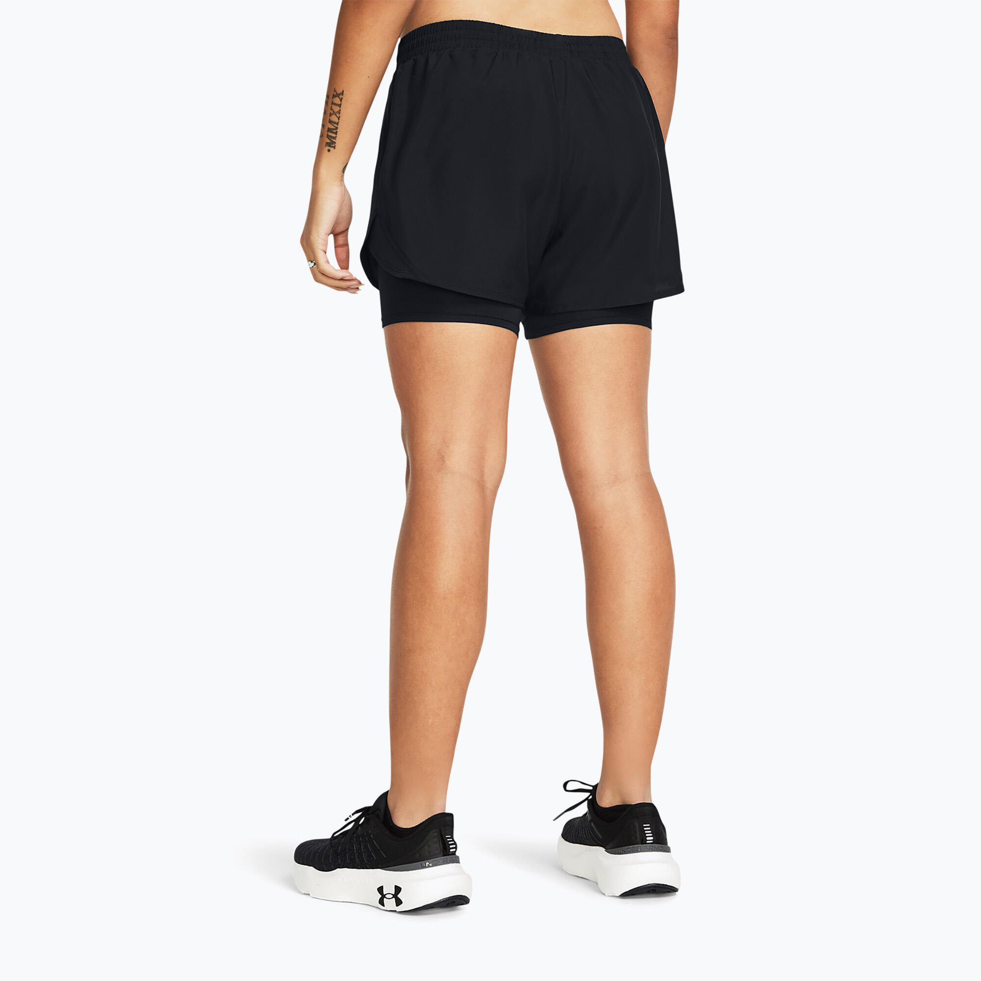 Pantaloncini 2 in 1 da donna Under Armour Fly By Black 3/6