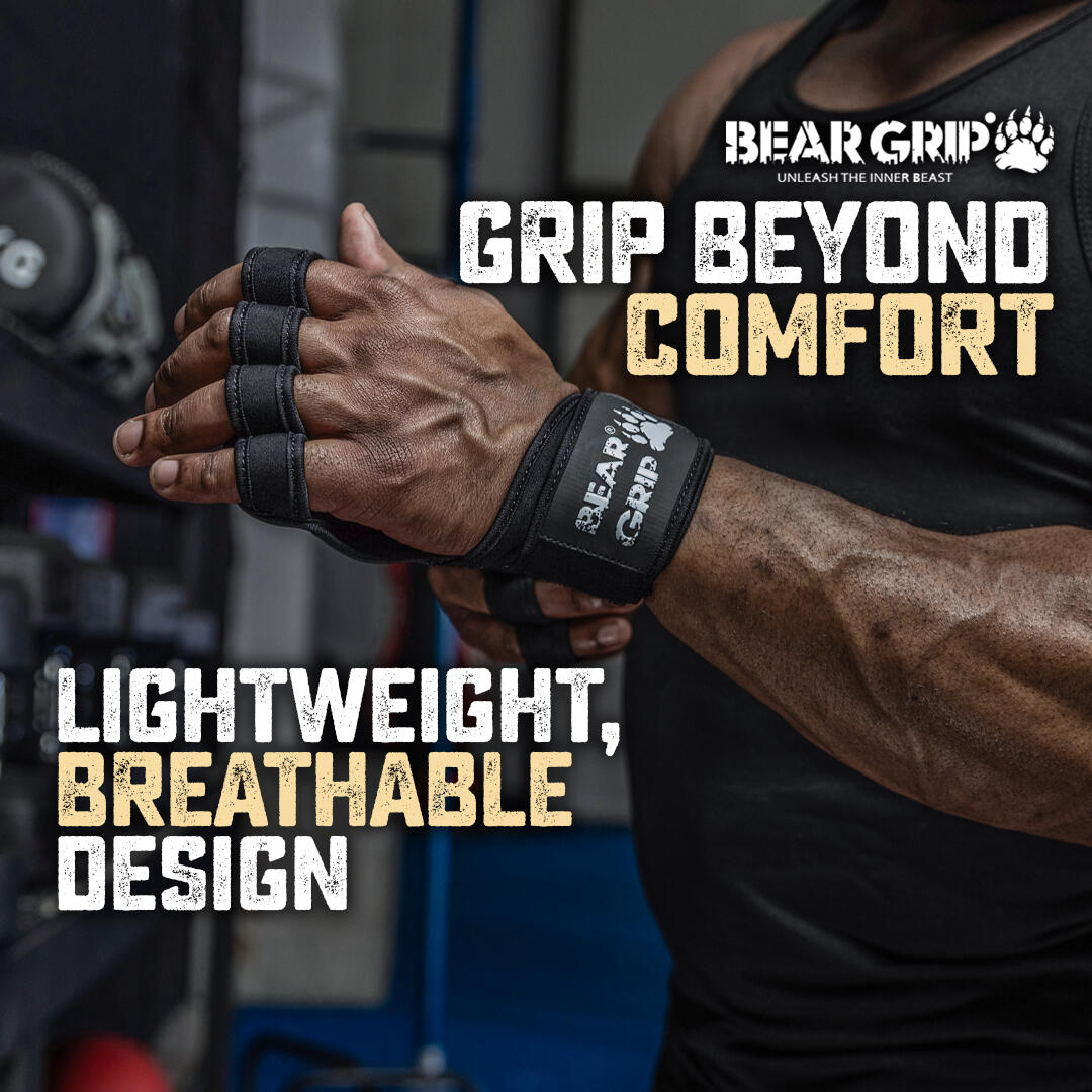 BEAR GRIP - Open Workout Gloves for Weight Lifting 5/6