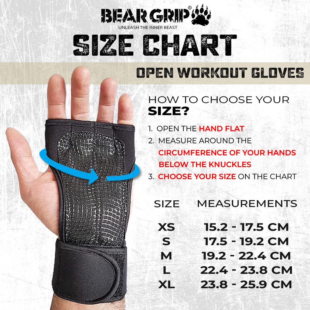 BEAR GRIP - Open Workout Gloves for Weight Lifting 6/6