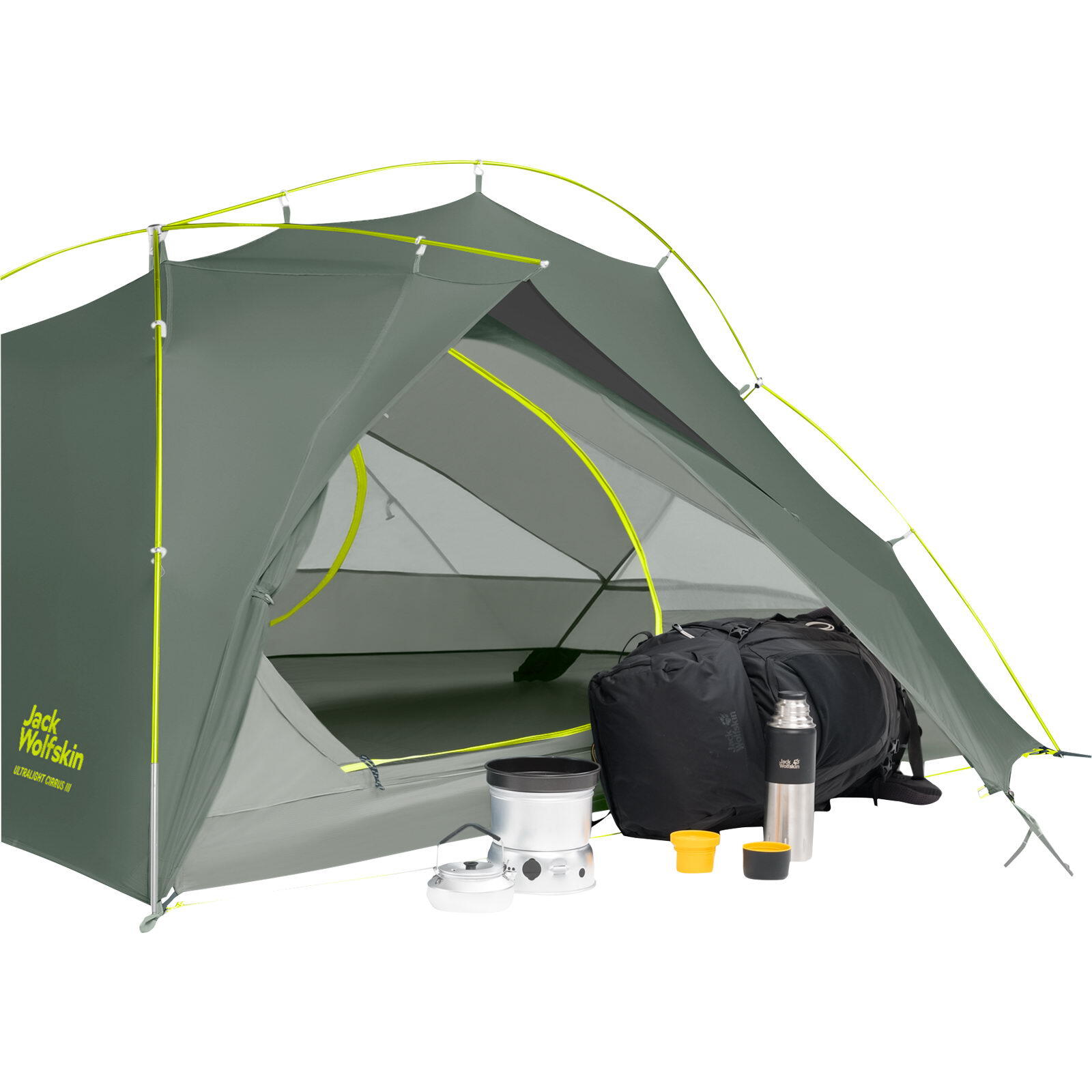 3-Personen-Zelt Stratos Lite III hedge green 4/4