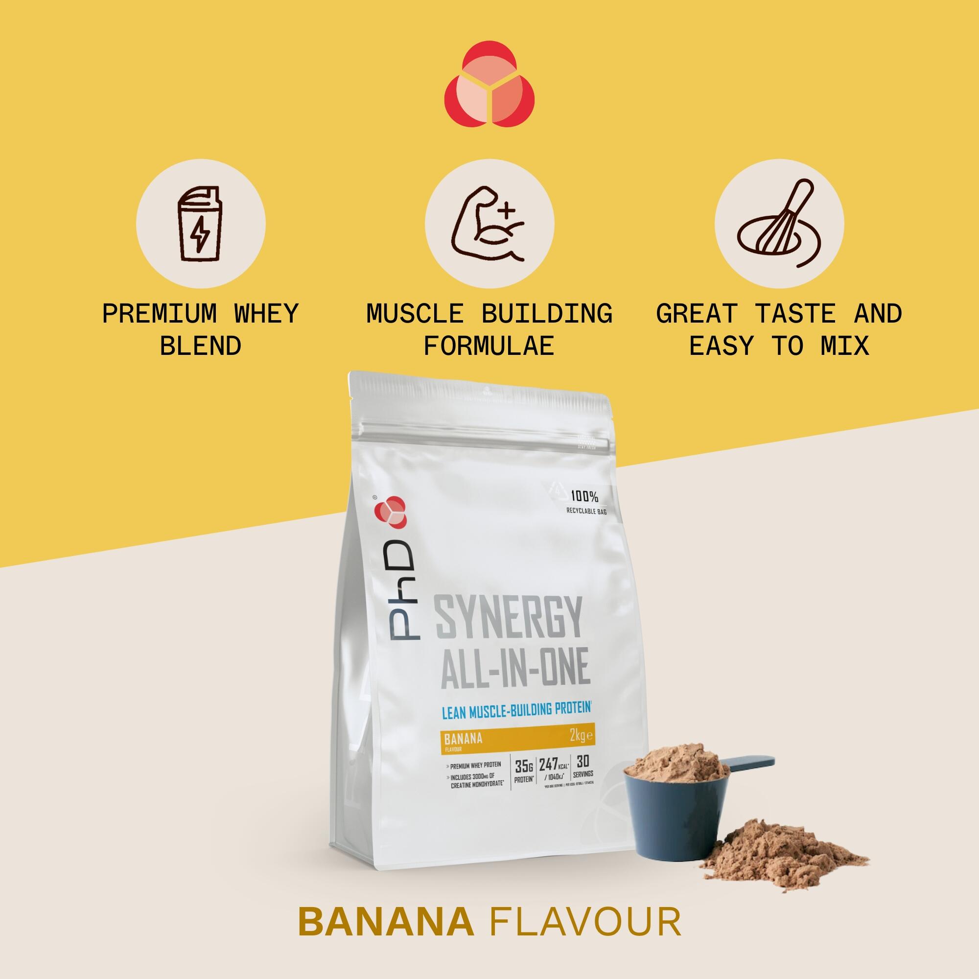 PhD Nutrition | Synergy Powder | Banana Flavour | 2kg 4/5