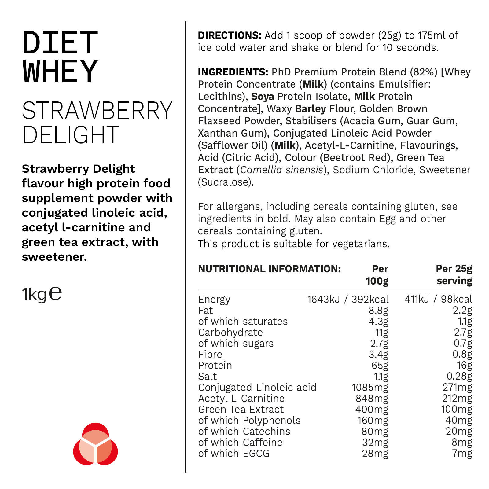 PhD Nutrition | Diet Whey Powder | Strawberry Delight Flavour | 1kg 3/3