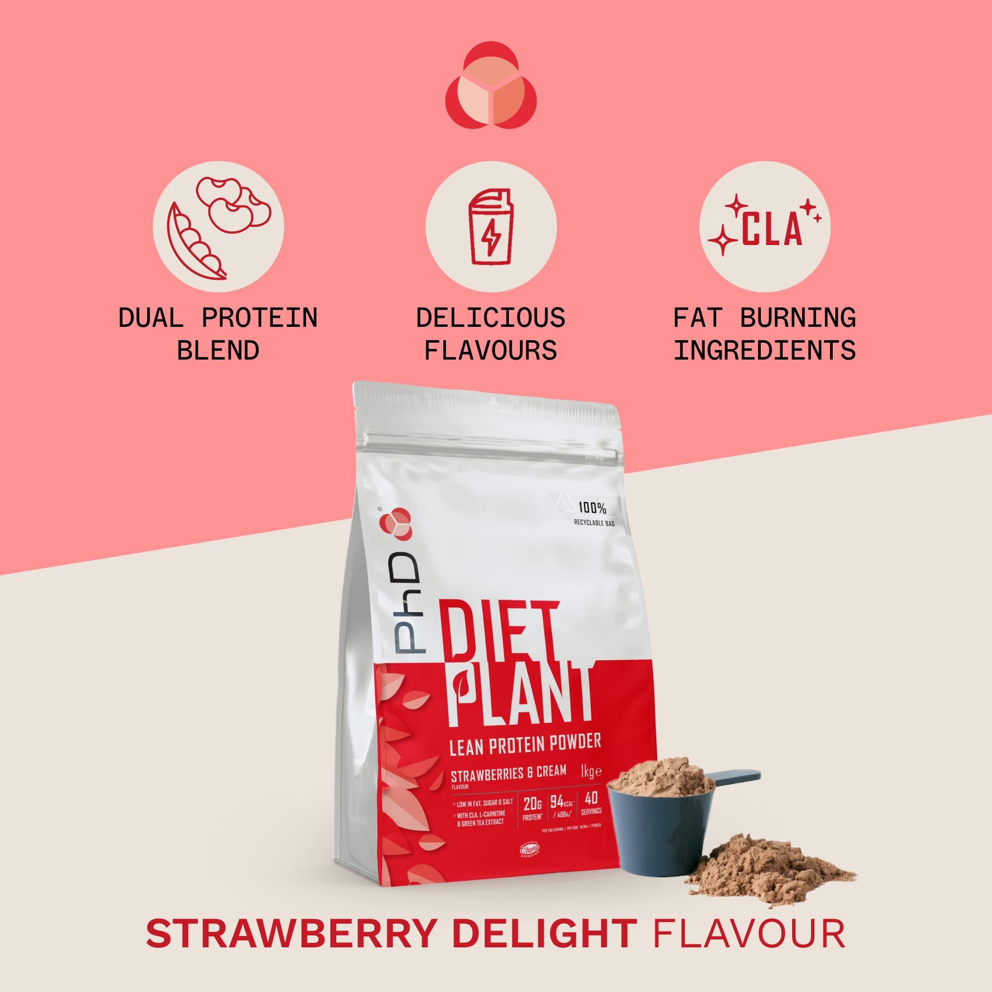 PhD Nutrition | Diet Plant Powder | Strawberry & Cream Flavour | 1kg 4/5