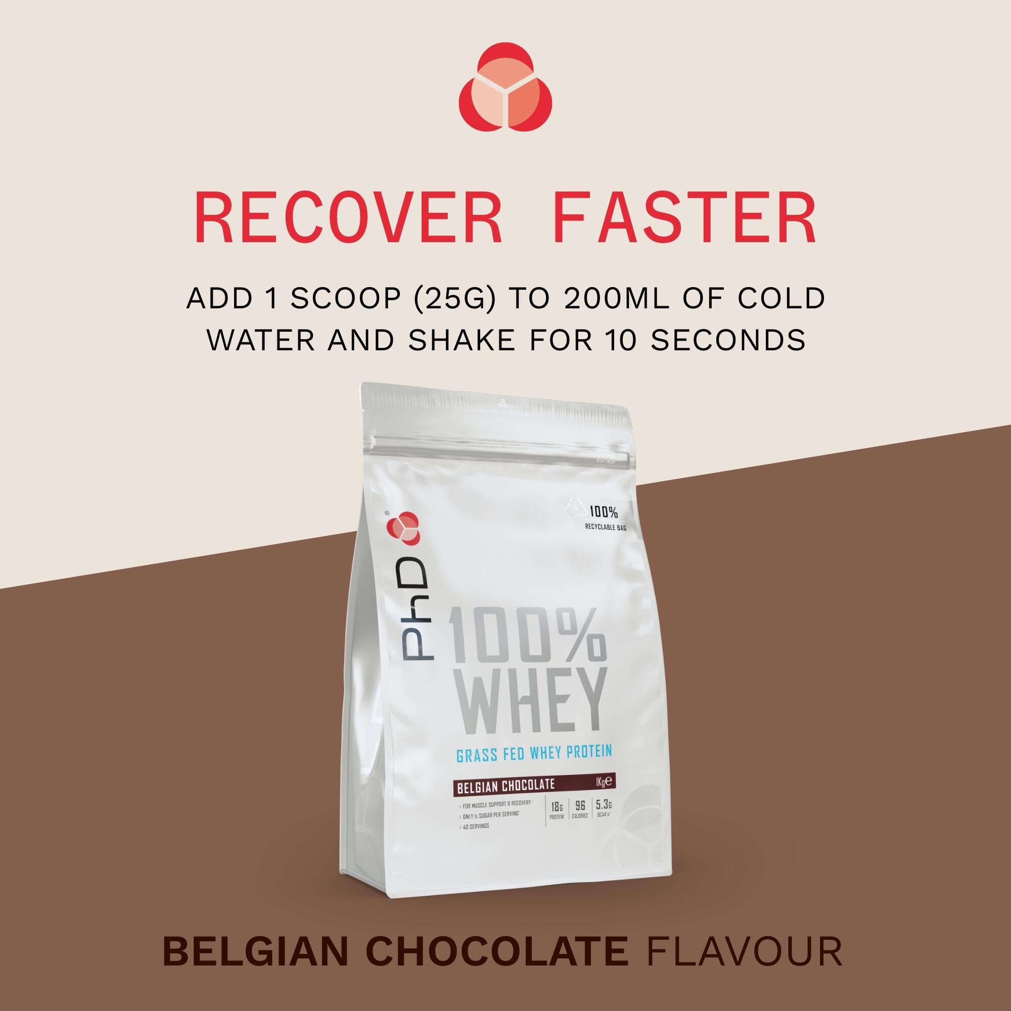 PhD Nutrition | 100% Whey Powder | Belgian Chocolate Flavour | 1kg 3/5