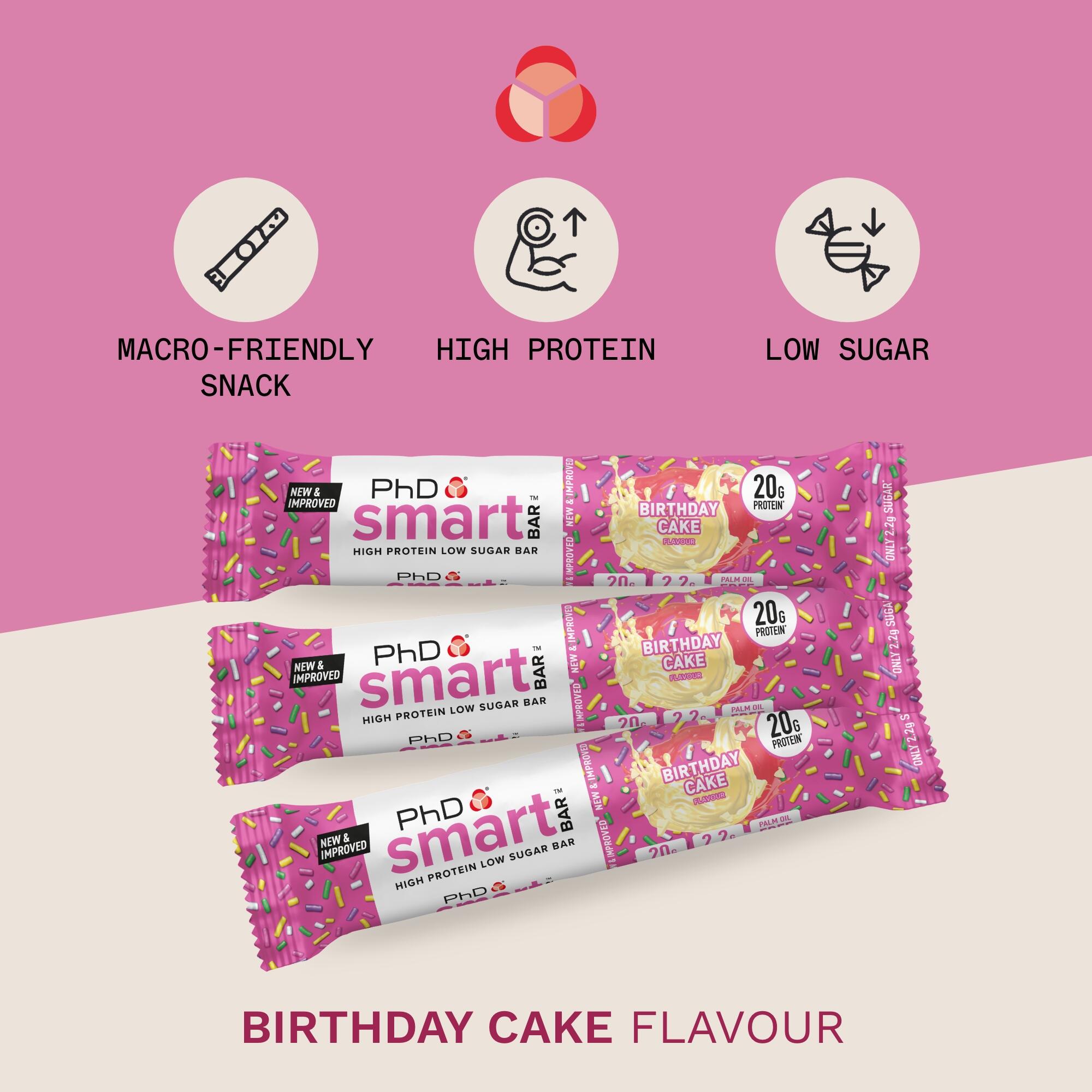 PHD NUTRITION PhD Smart Bar (12x64g) Birthday Cake - Barre - Barrette proteiche