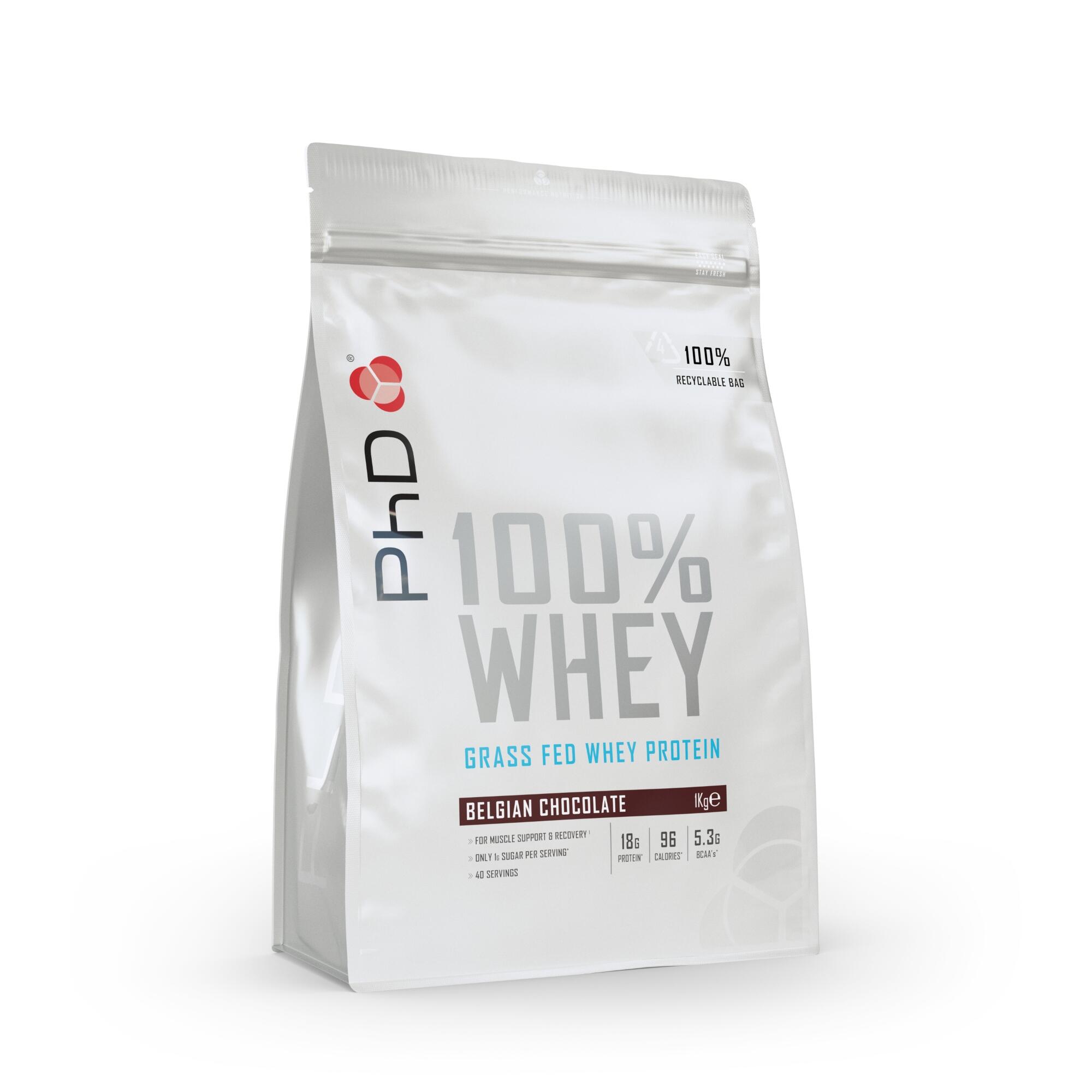 PhD Nutrition | 100% Whey Powder | Belgian Chocolate Flavour | 1kg 1/5