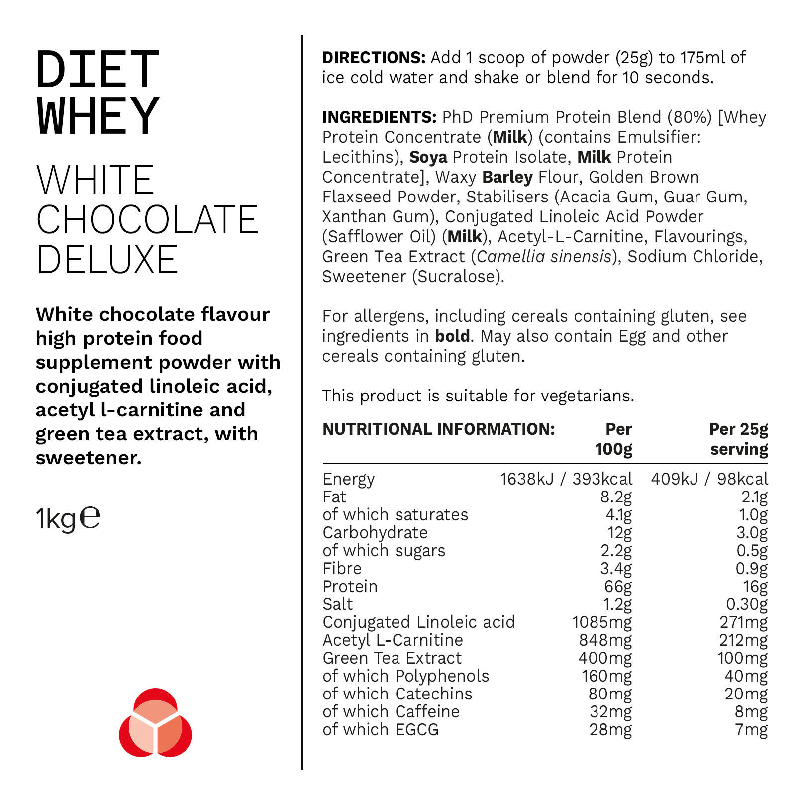 PhD Nutrition | Diet Whey Powder | White Chocolate Deluxe Flavour | 1kg 5/5