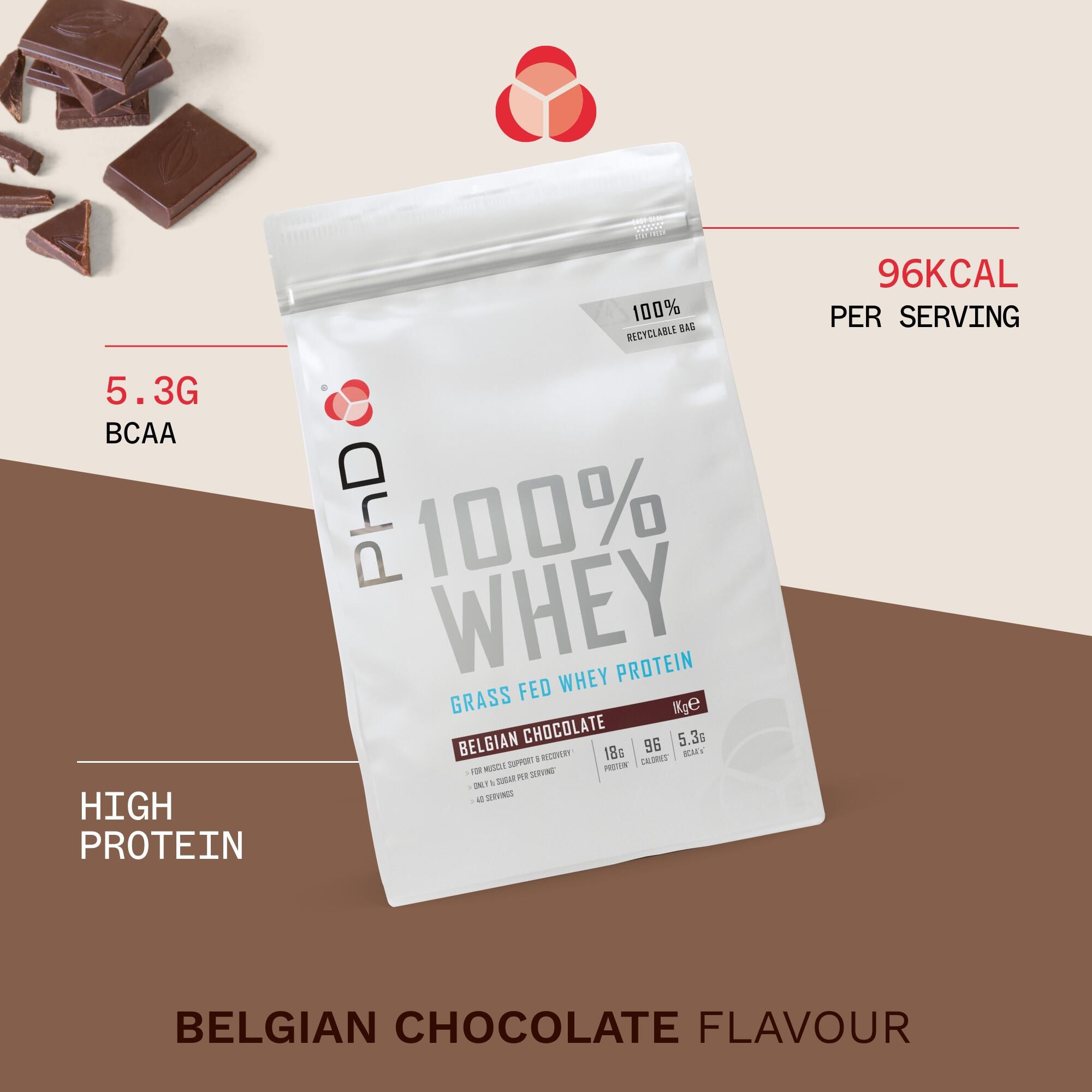 PhD Nutrition | 100% Whey Powder | Belgian Chocolate Flavour | 1kg 2/5