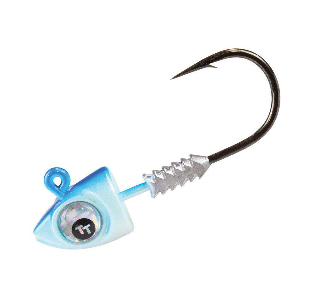 TT Big EyeZ Jig Heads Pearl/Blue Silver Eyez / 5/0 / 1/2oz