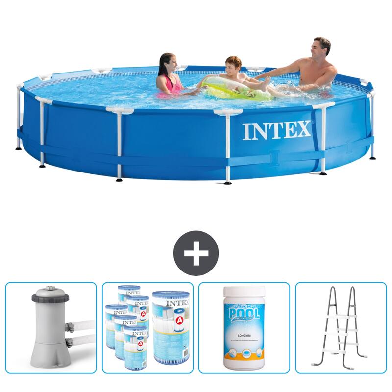 Piscine à cadre rond Intex 366x76 cm avec Accessoires - 2821296