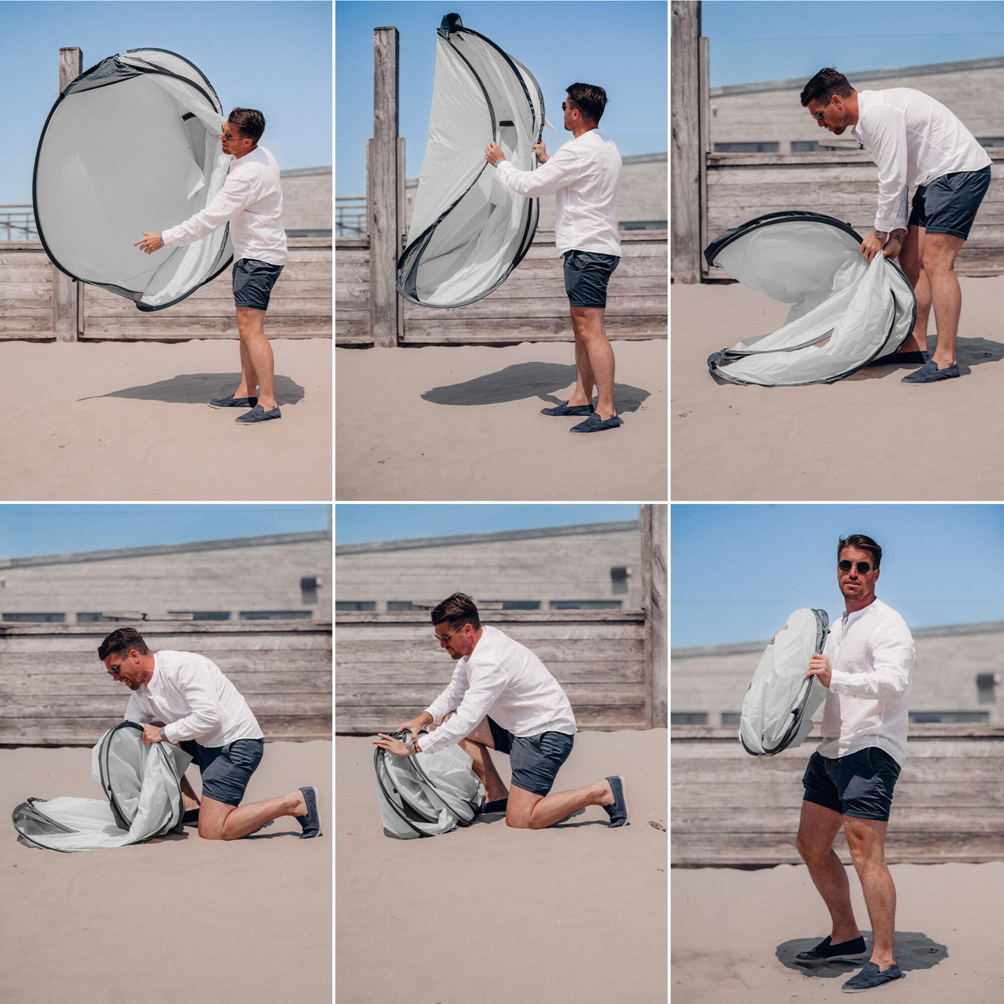Luxus Pop Up Strandzelt XXL - Silber 6/7
