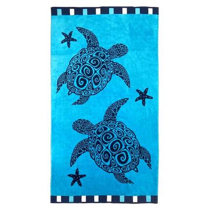 Serviette de plage éponge velours Jacquard Bellia 100x175 470 g/m² bleu