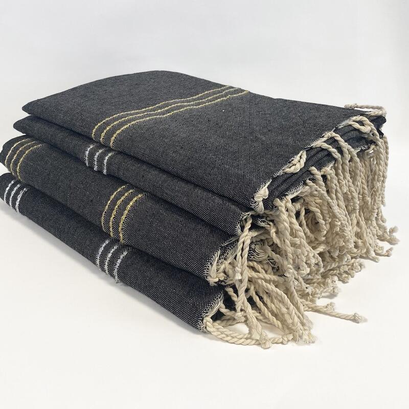 Fouta tradicional Osiris 200x200 190g/m² Negro/Oro