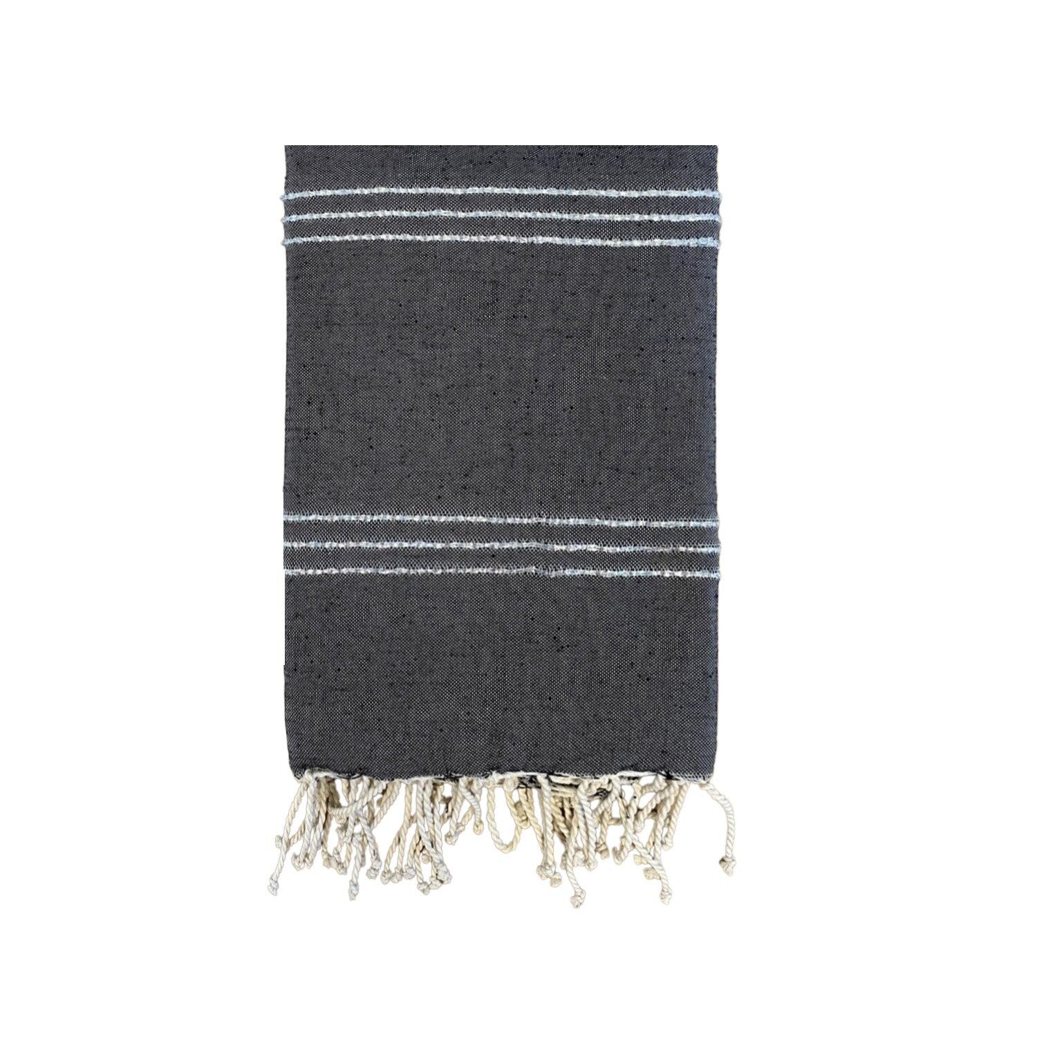 LE COMPTOIR DE LA PLAGE Traditionele Fouta Osiris 200x200 190g/m² Zwart / Zilver