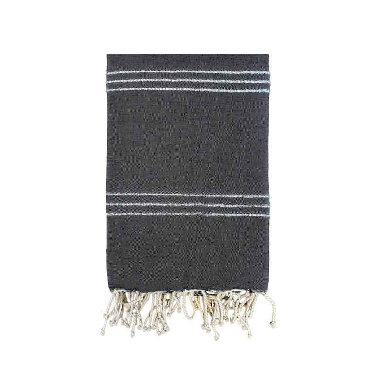 Fouta tradicional Osiris 200x200 190g/m² Negro/Plata