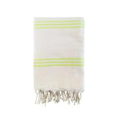 Fouta traditionnelle Calliope 200x200 190g/m² Écru/Lime