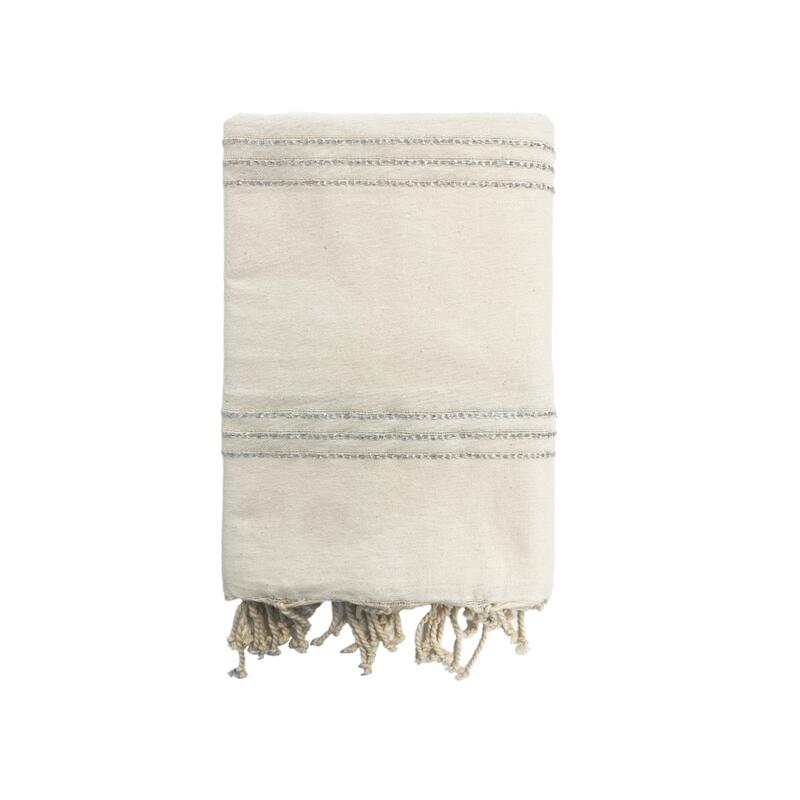 Fouta traditionnelle Isis 100x200 190g/m² Écru/Argent