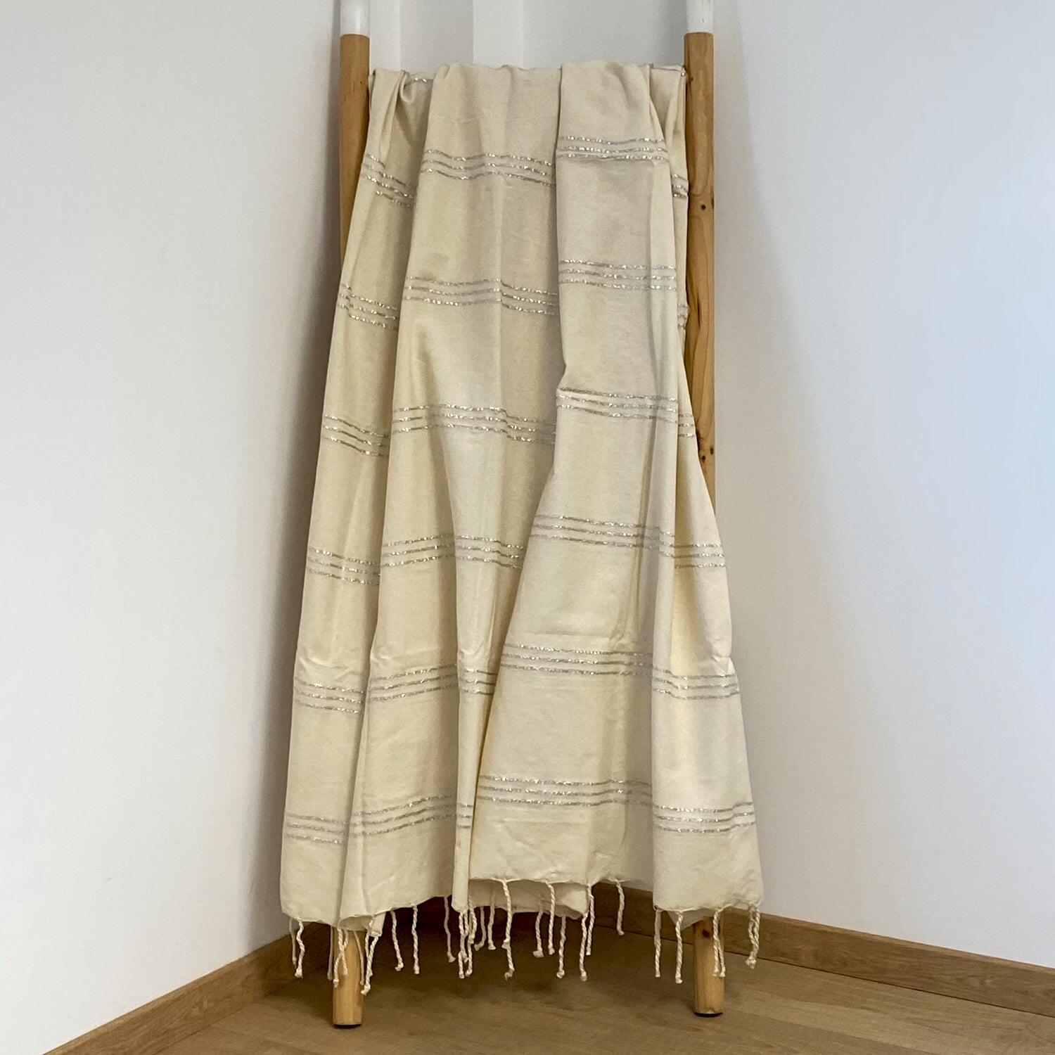 Telo da hammam tradizionale semplice Beige 100x200 190g/m² - Isis Argento 2/3