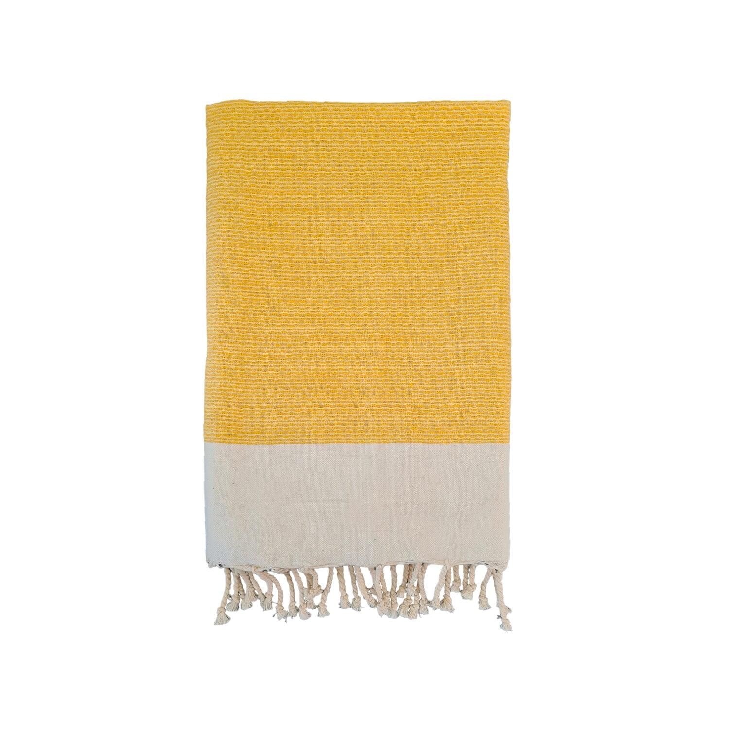 Le Comptoir De La Plage - Fouta Traditionnelle Athena Tournesol 100x200 190g/m² Jaune - Serviette - Jaune - 42 M/l - Decathlon